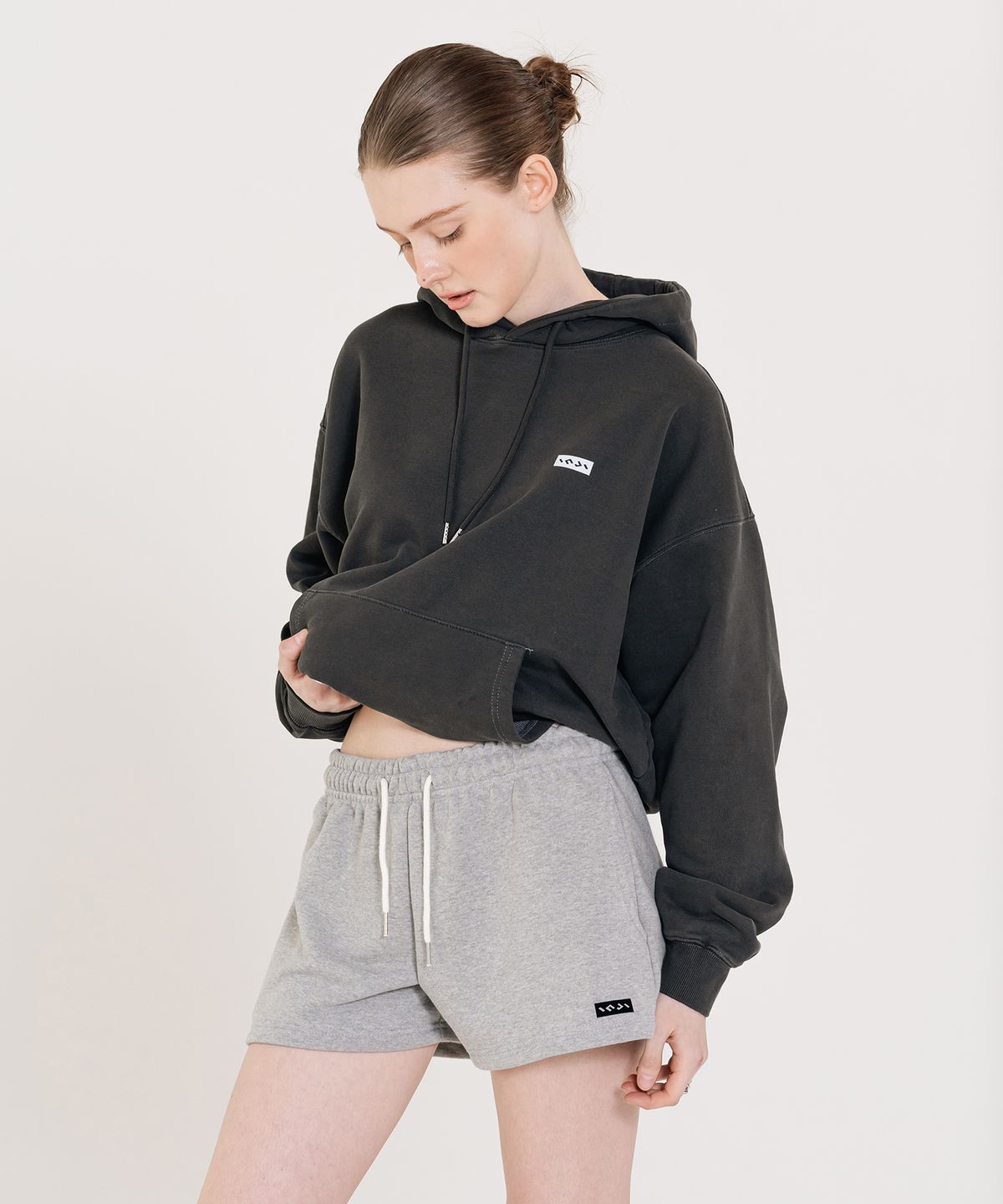 인지액티브(INJIACTIVE) Cotton Soft Banding Shorts 멜란지 그레이