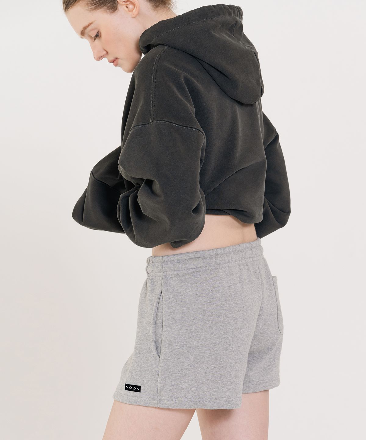인지액티브(INJIACTIVE) Cotton Soft Banding Shorts 멜란지 그레이