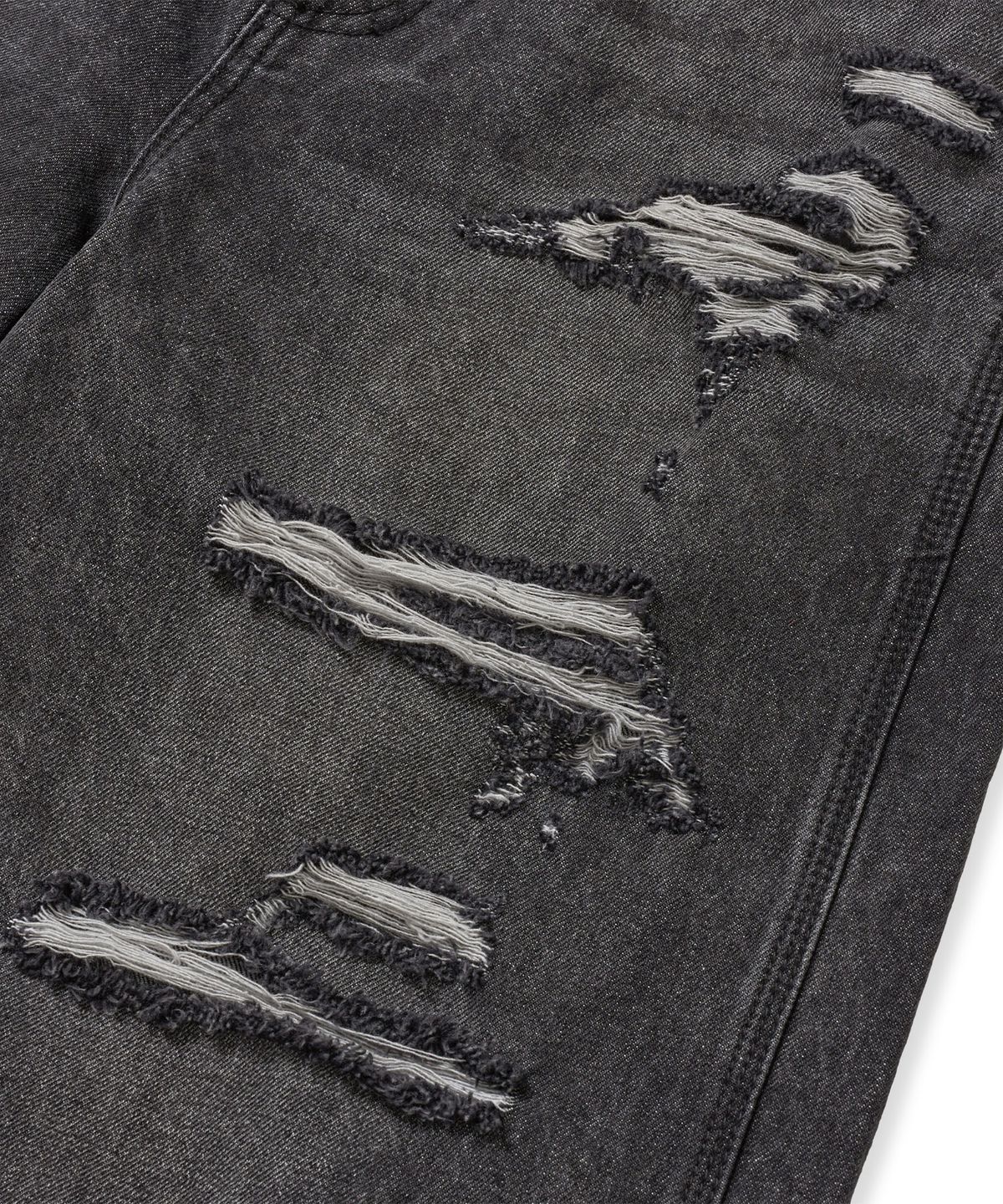 브라운브레스(BROWNBREATH) DESTROYED DENIM BERMUDA PANTS - BLACK