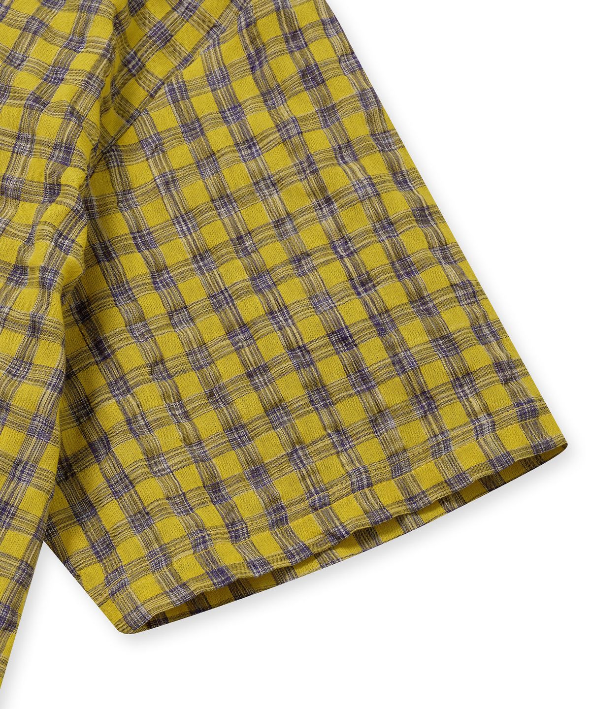 브라운브레스(BROWNBREATH) TAG CHECK HALF SHIRTS - YELLOW