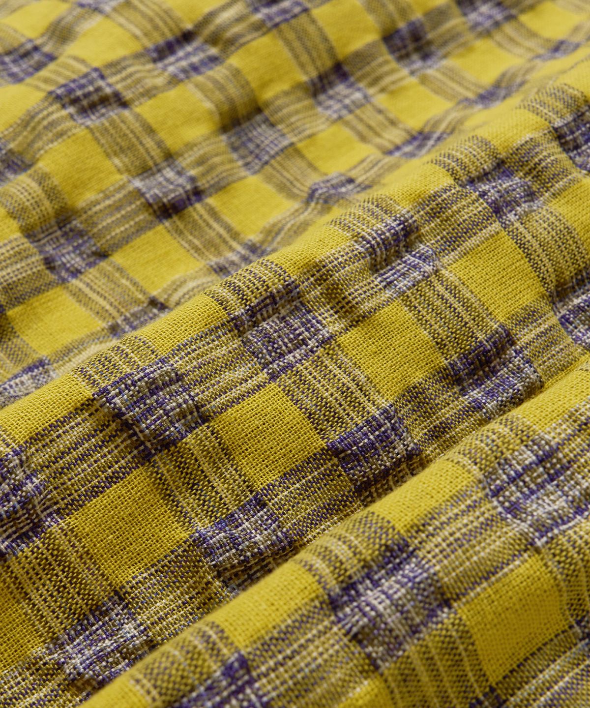 브라운브레스(BROWNBREATH) TAG CHECK HALF SHIRTS - YELLOW