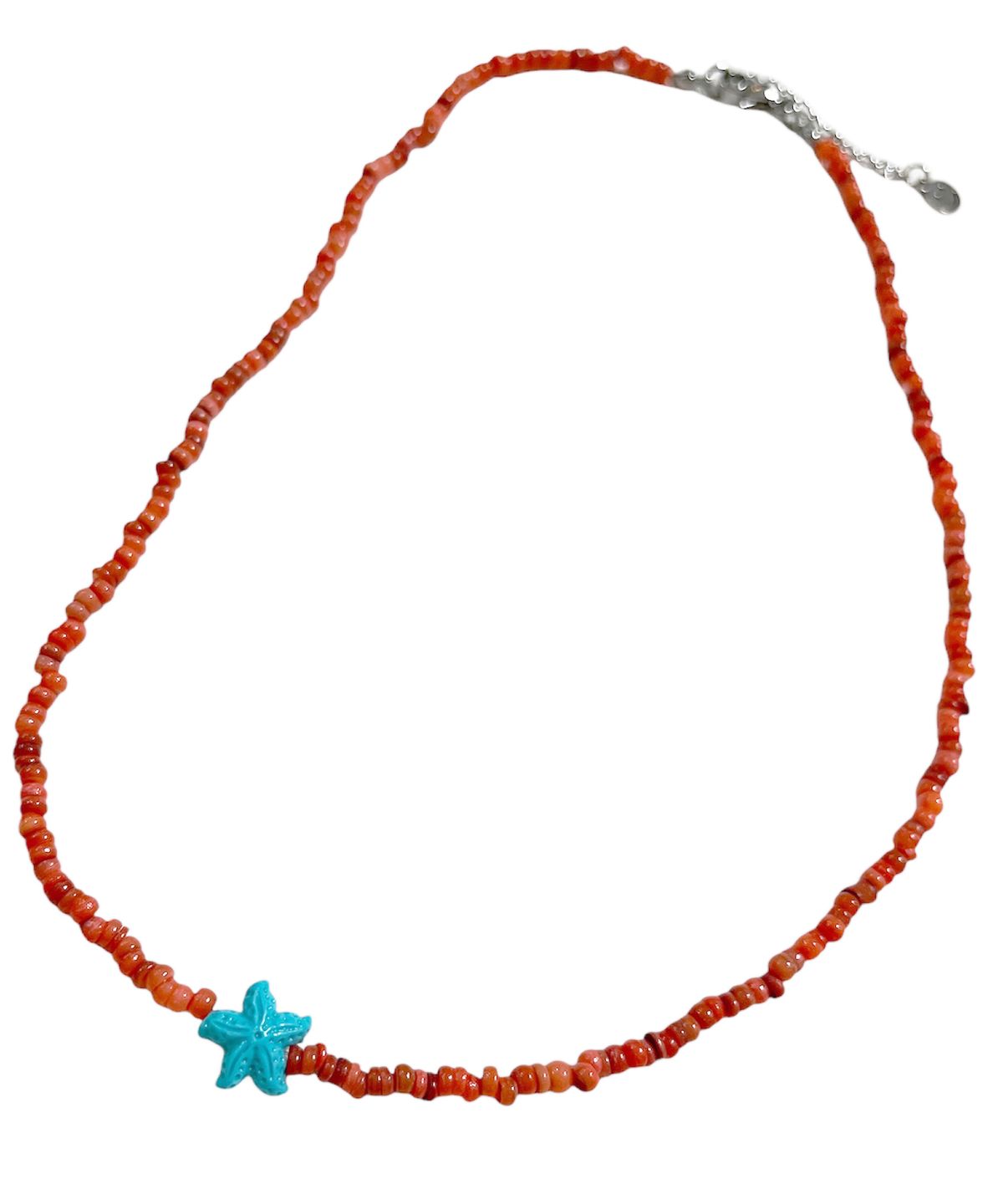 스케이터락(SK8ER ROCK) Starfish Coral Beads Necklace  ((indian red))