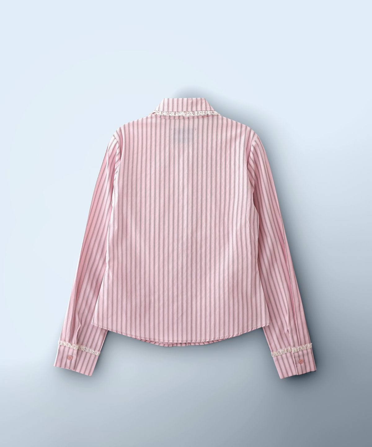 배드블루(BADBLUE) Stripe Lace Tie Shirt Pink