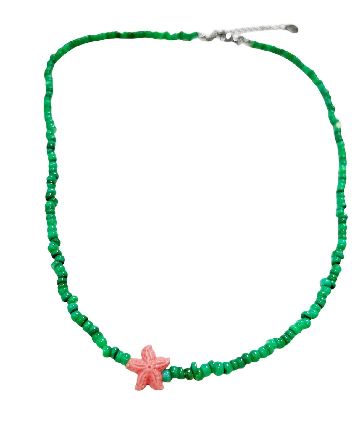 스케이터락(SK8ER ROCK) Starfish Coral Beads Necklace  ((green))