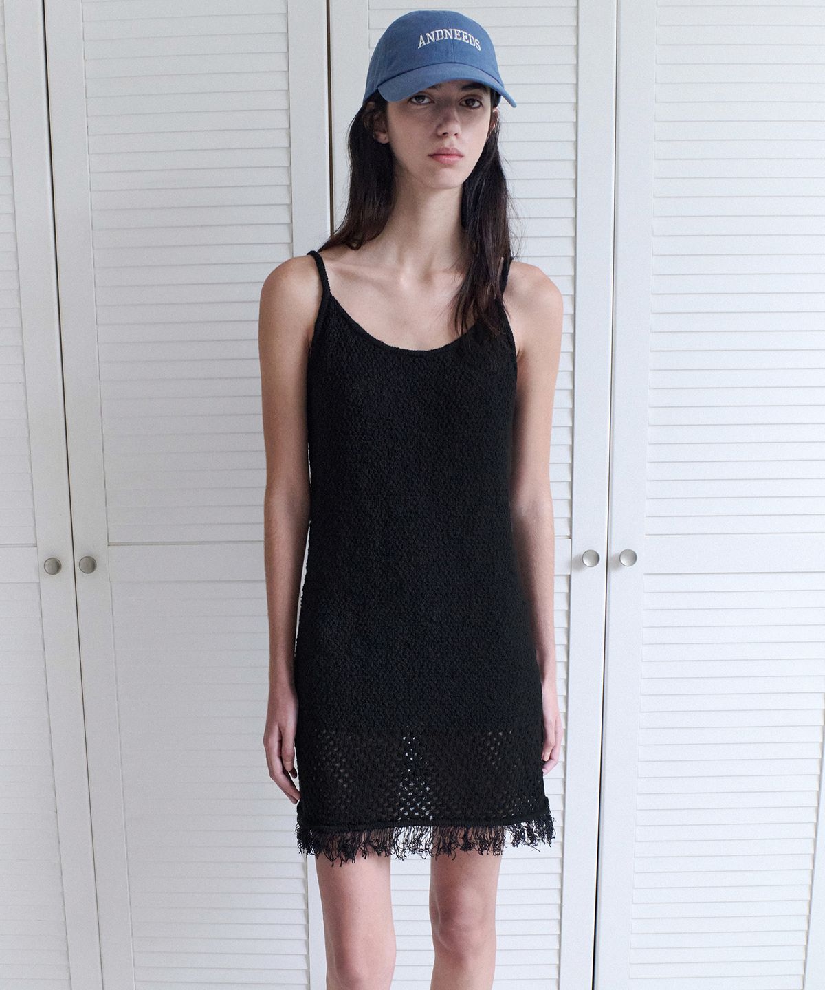 앤니즈(ANDNEEDS) Luna fringe knit dress (black)