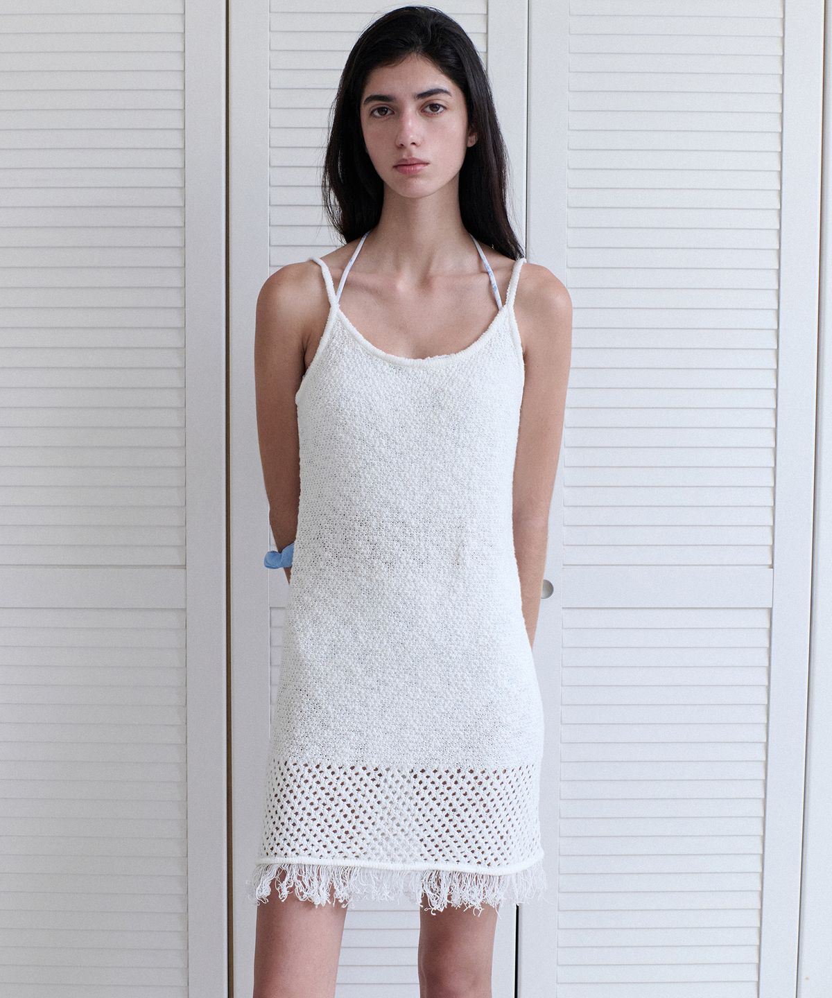 앤니즈(ANDNEEDS) Luna fringe knit dress (white)