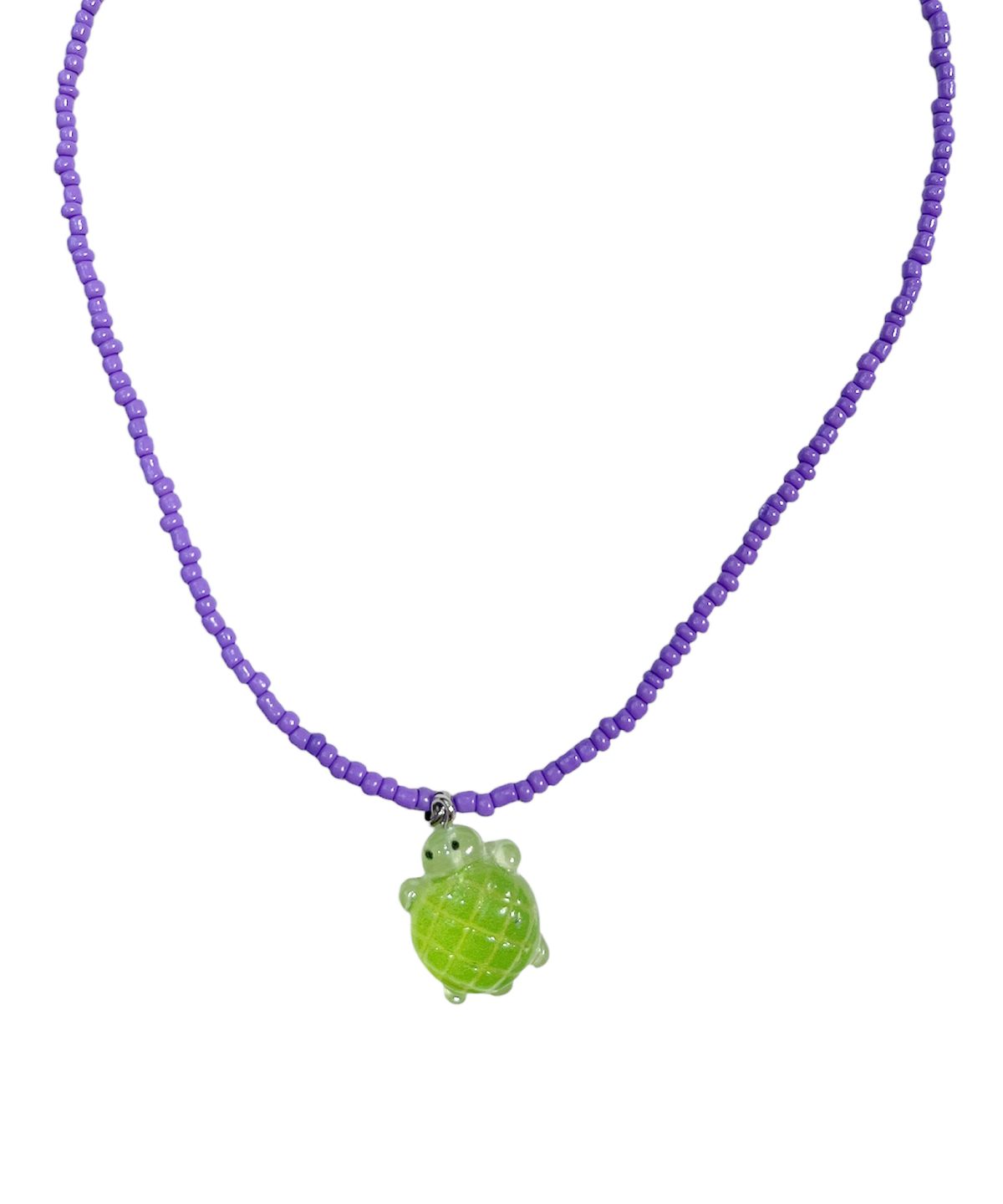 스케이터락(SK8ER ROCK) Melon Bread Turtle Beads Necklace ((light purple))