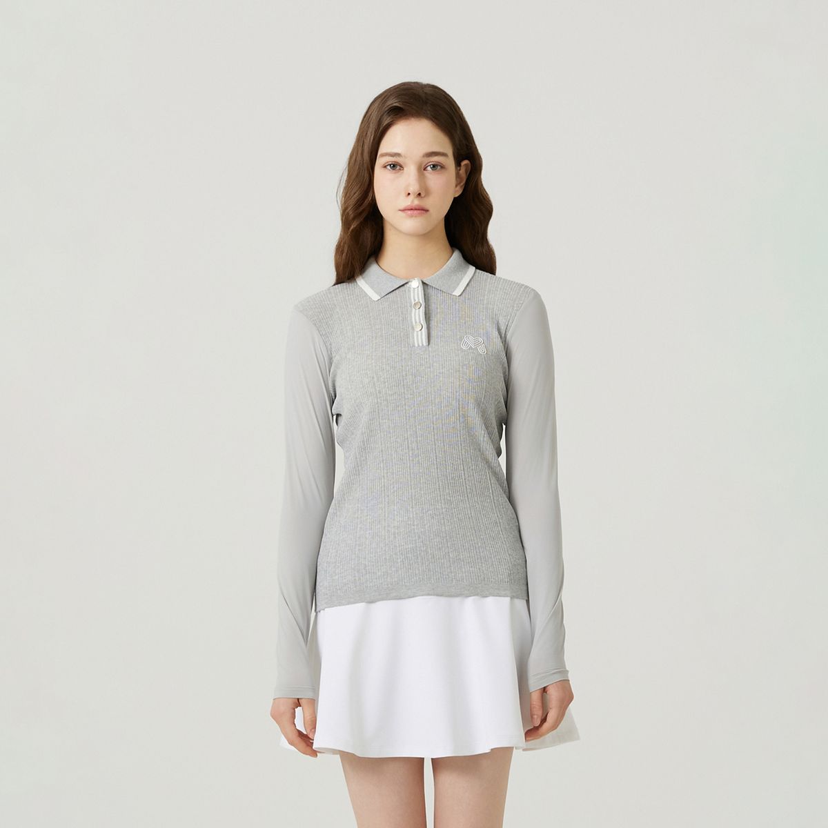 마틴골프(MARTINE GOLF) Ribbed Knit Cooling Sleeve T-Shirts_M/Grey
