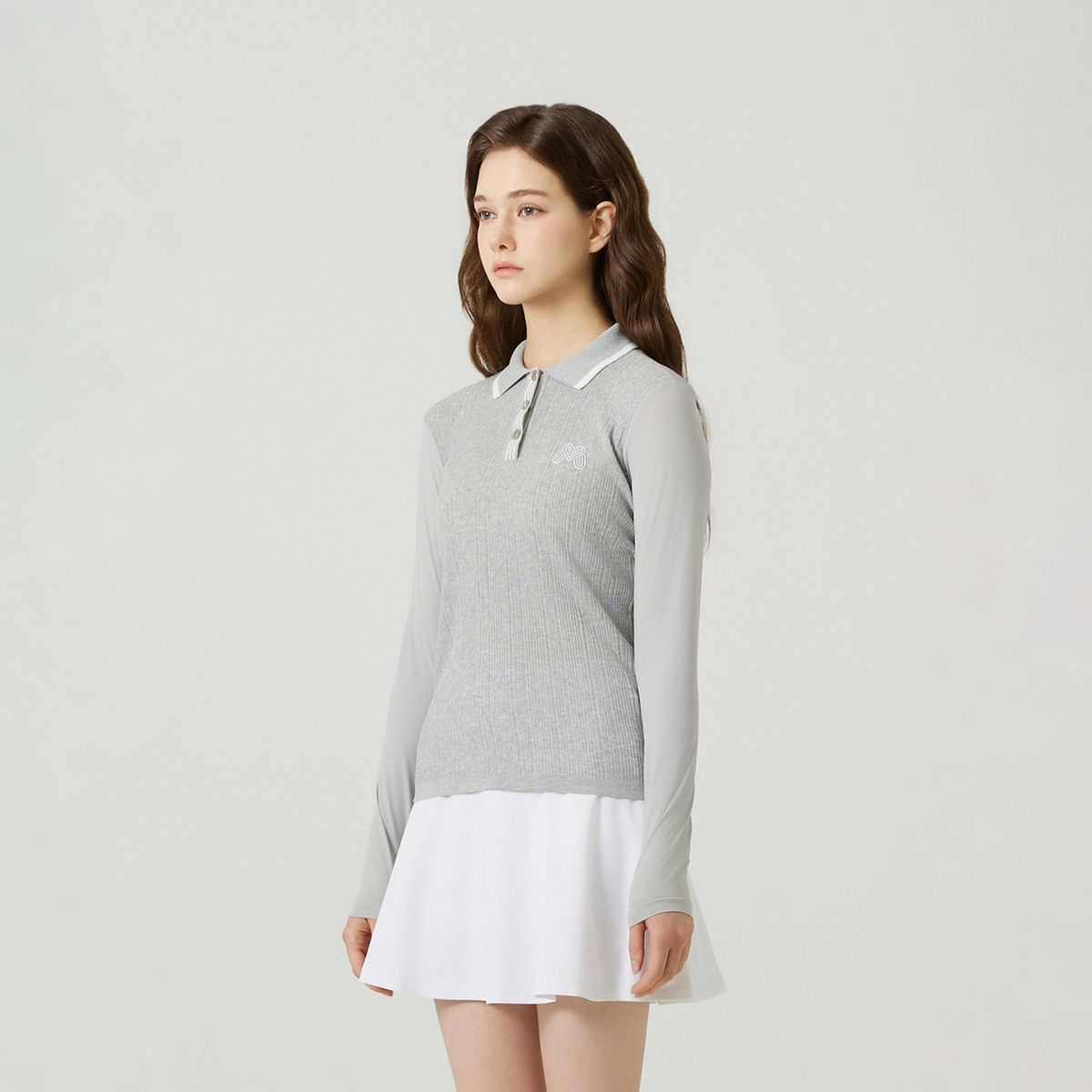 마틴골프(MARTINE GOLF) Ribbed Knit Cooling Sleeve T-Shirts_M/Grey