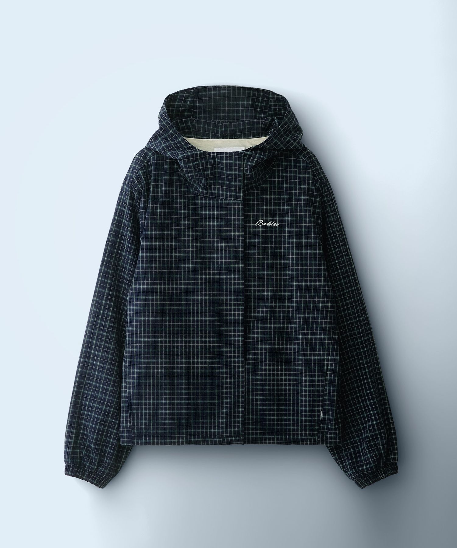 MUSINSA | BADBLUE Check Hoodie Jacket Navy