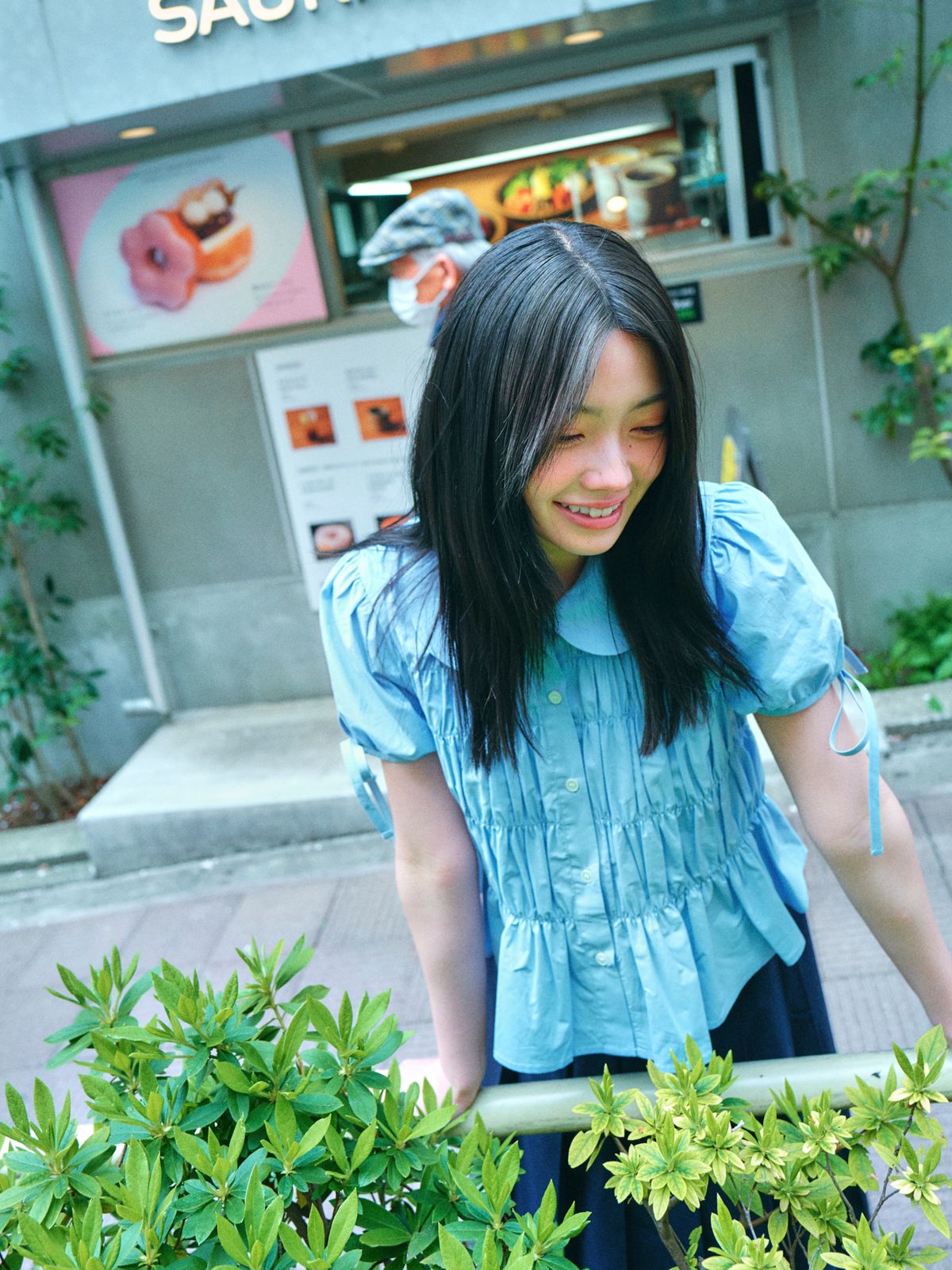 로액슈얼(LO AXUAL) SHIRRING PUFF SHIRTS_SKYBLUE