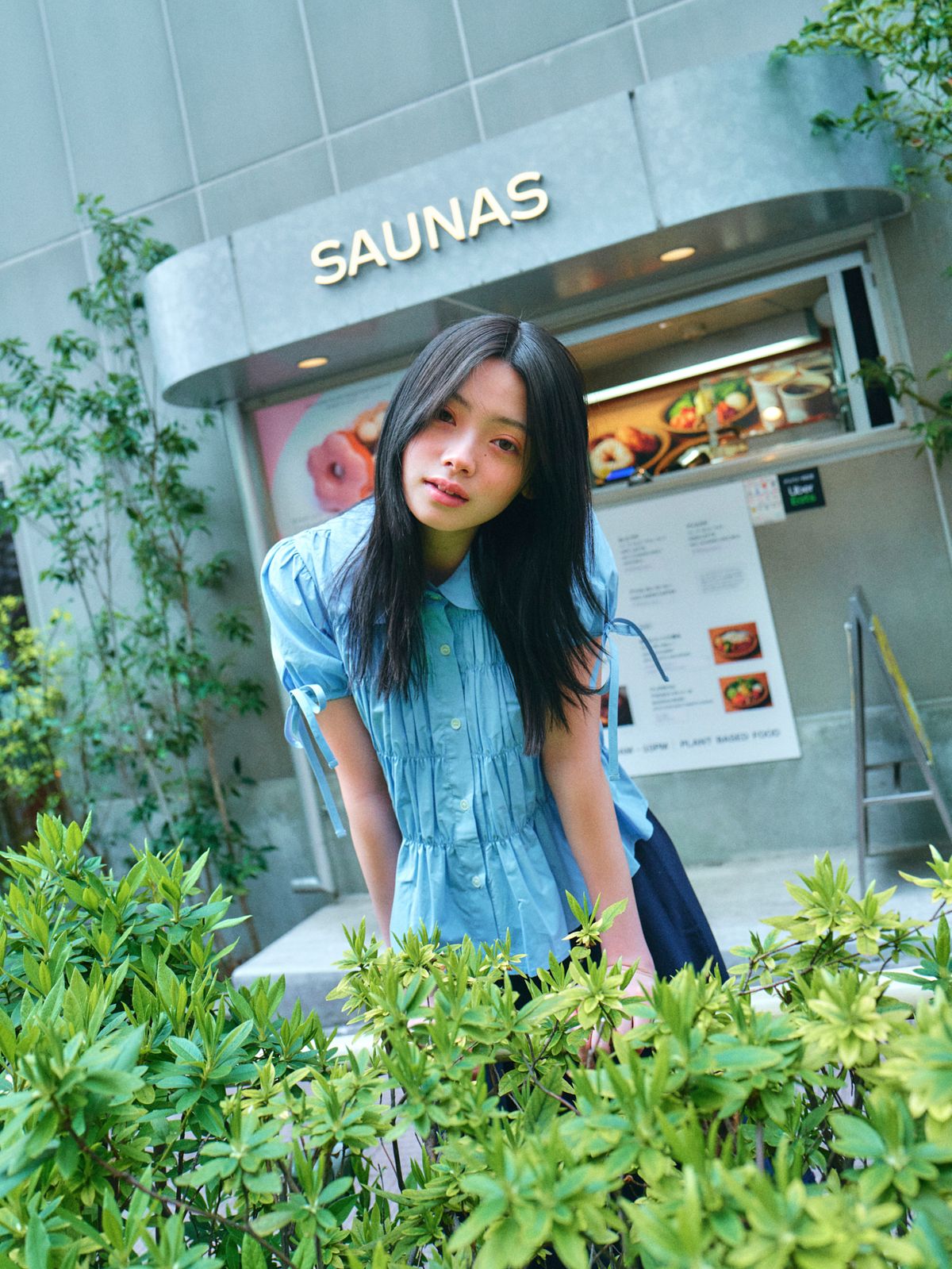 로액슈얼(LO AXUAL) SHIRRING PUFF SHIRTS_SKYBLUE