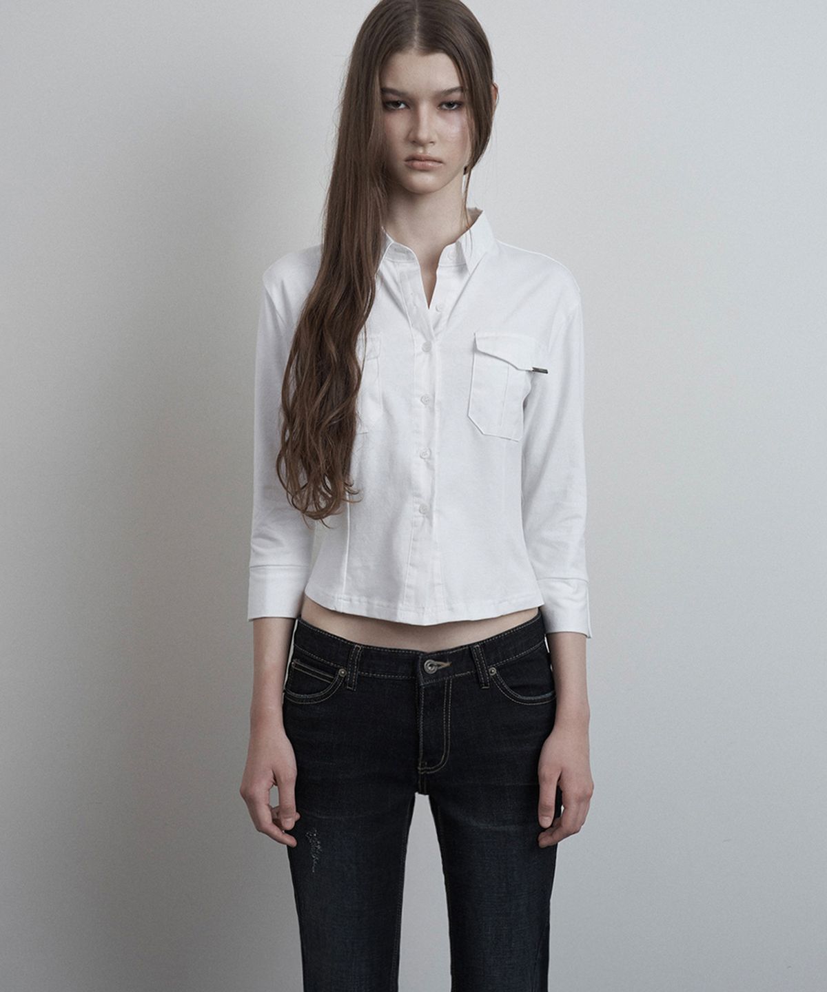 이네기(INEGI) Sleek Pocket Shirt (white)
