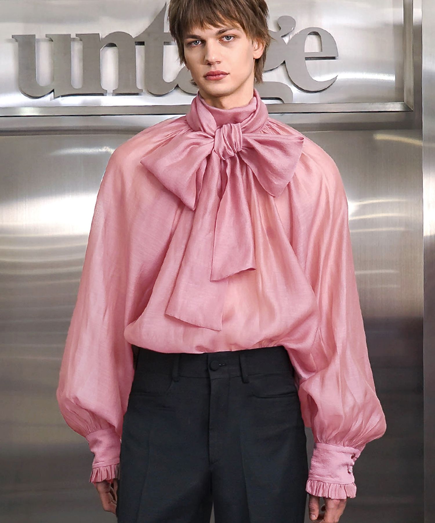 UNTAGE ■ See-through Push Bow Blouse シャツ MUSINSA | UNTAGE See-through Push Bow Blouse (Pink)_UTS-FS43