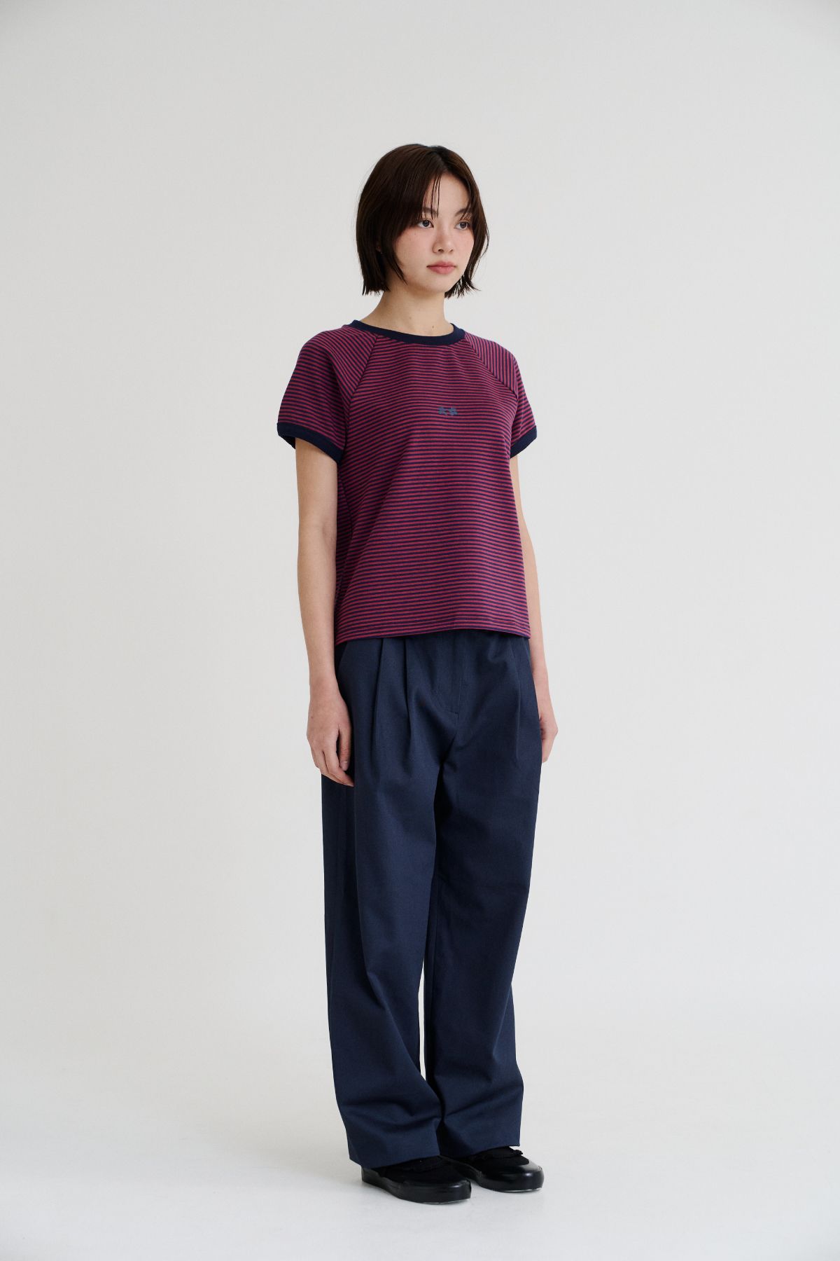 레피어(REPPIER) Cotton Barrel Leg Pants (Navy)