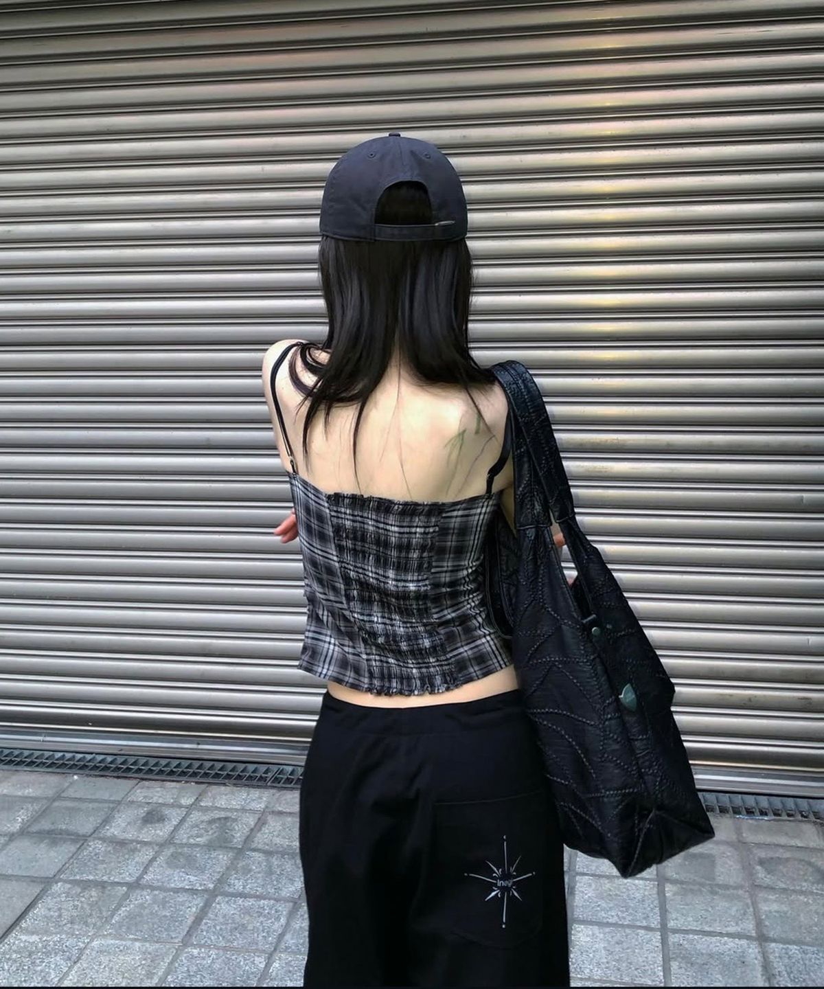 이네기(INEGI) Organic Slit String Pants (black)