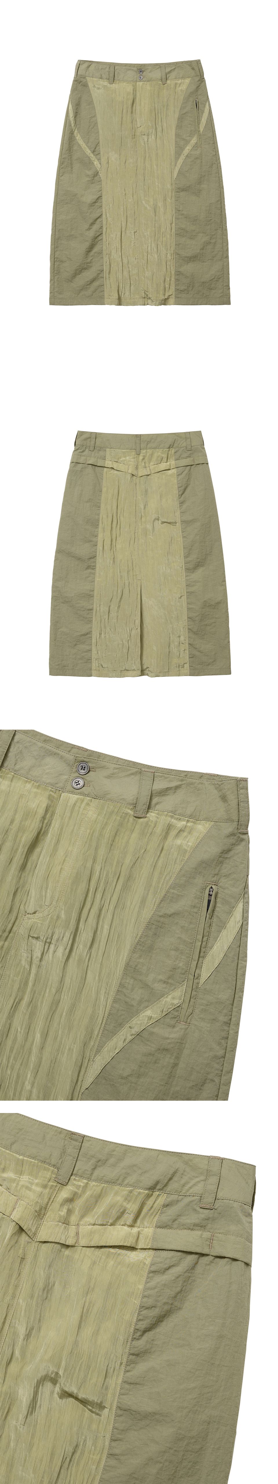 【WELLBEING EXPRESS】 Wrinkle Nylon Skirt / 追跡付 웰빙익스프레스(WELLBEING EXPRESS) Wrinkle Nylon Skirt Khaki