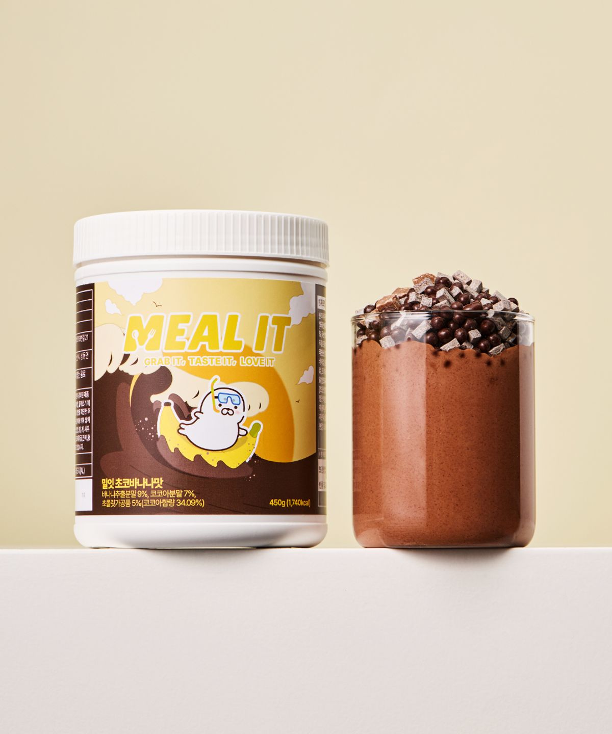 밀잇(MEAL IT) [2통] 식사대용 단백질 쉐이크 450g (딸기, 초코바나나, 미숫가루, 흑임자)