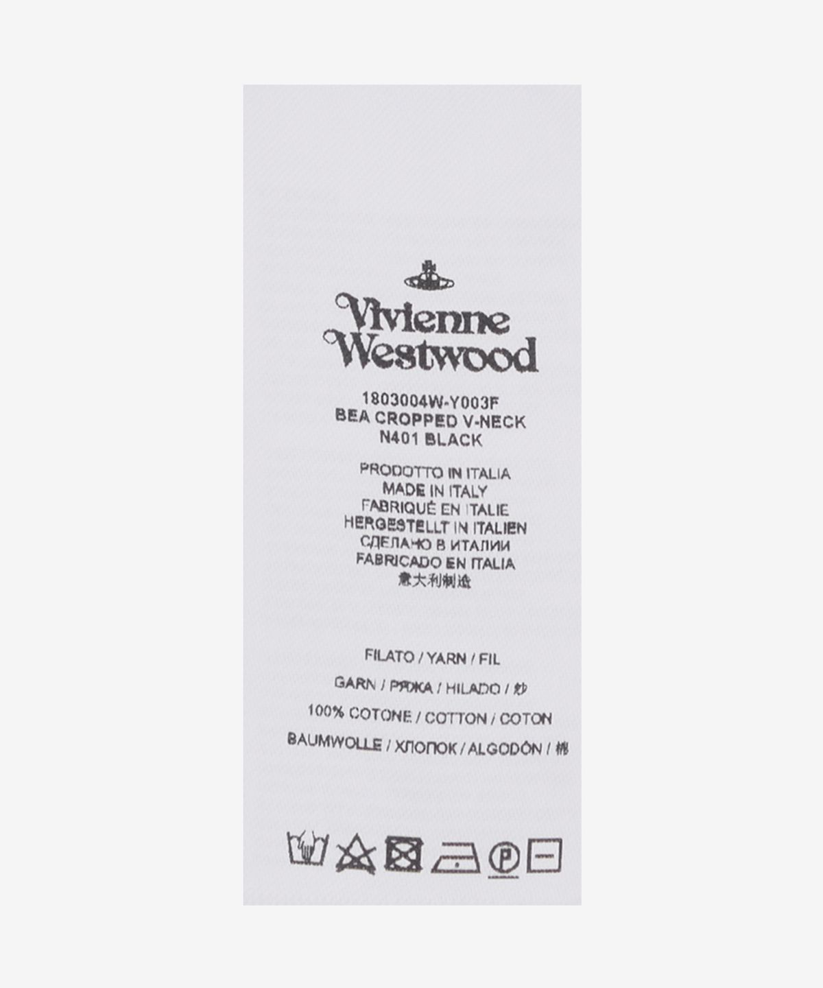 비비안 웨스트우드(VIVIENNE WESTWOOD) 베아 크롭 브이넥 니트 - 블랙 / 1803004WY003FN401