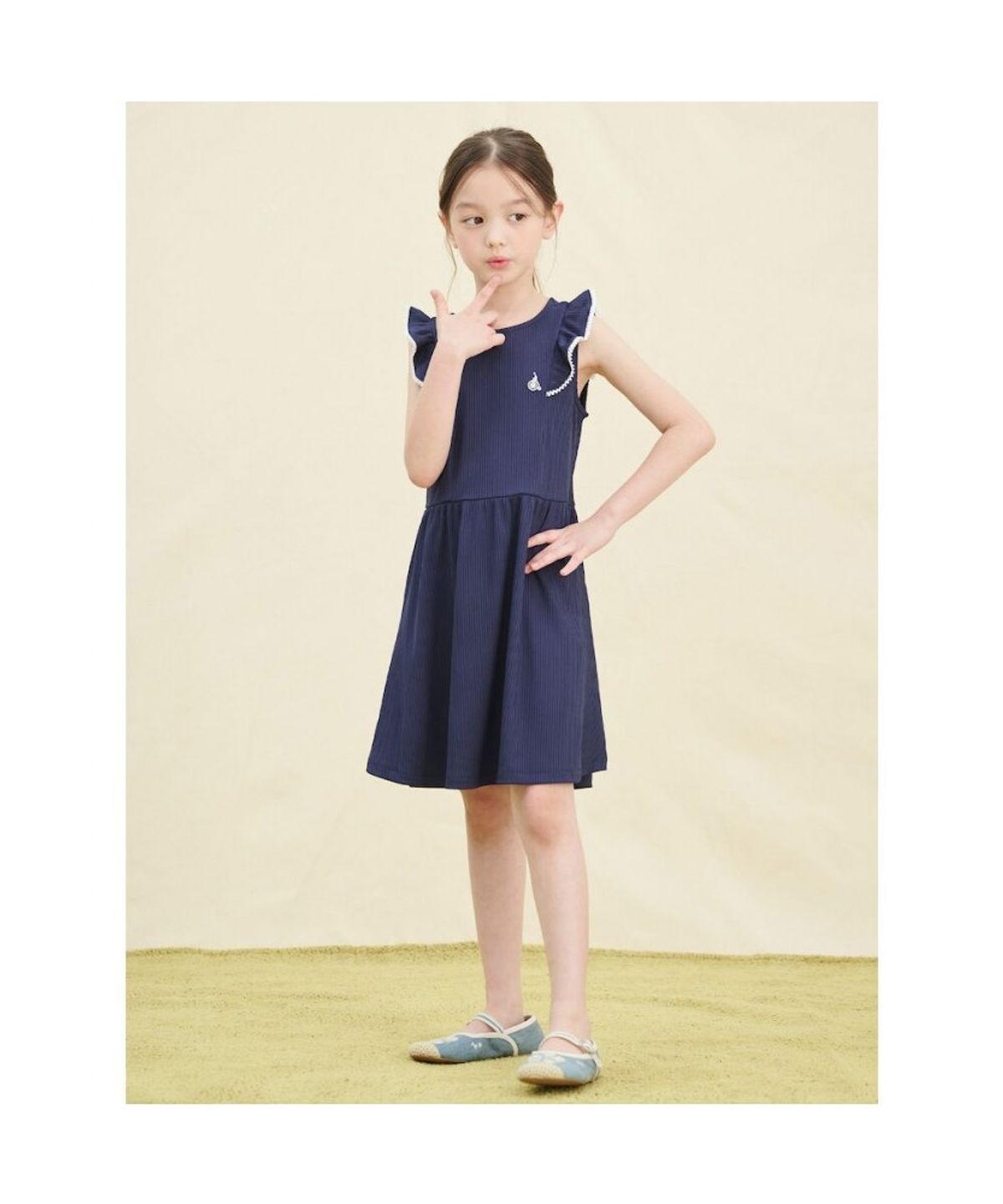 빈폴 키즈(BEANPOLE KIDS) 클래식 골지 민소매 원피스  네이비 (BI5471G10R)