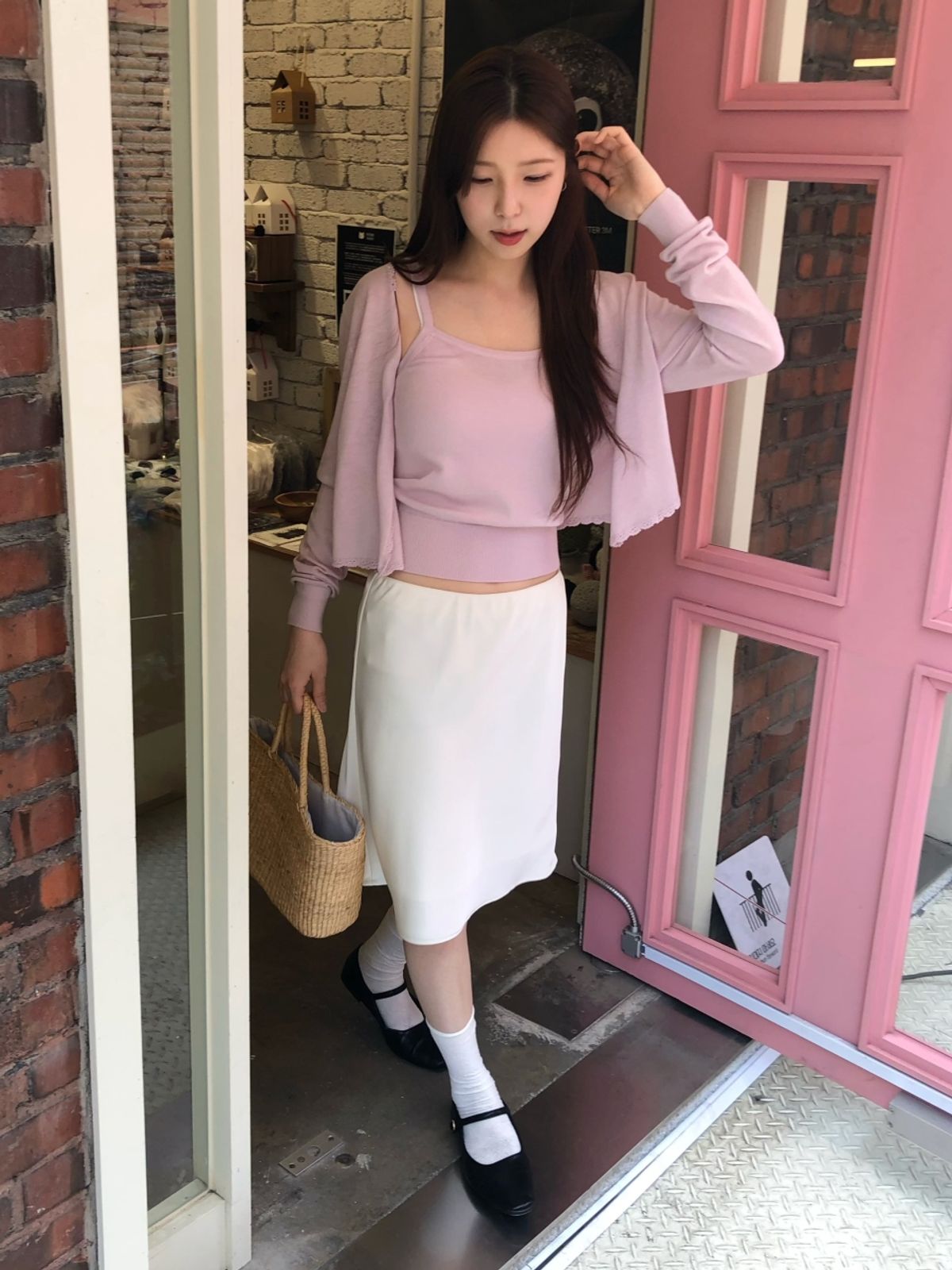 르니나(LENINA) DIANA satin midi skirt_IVORY