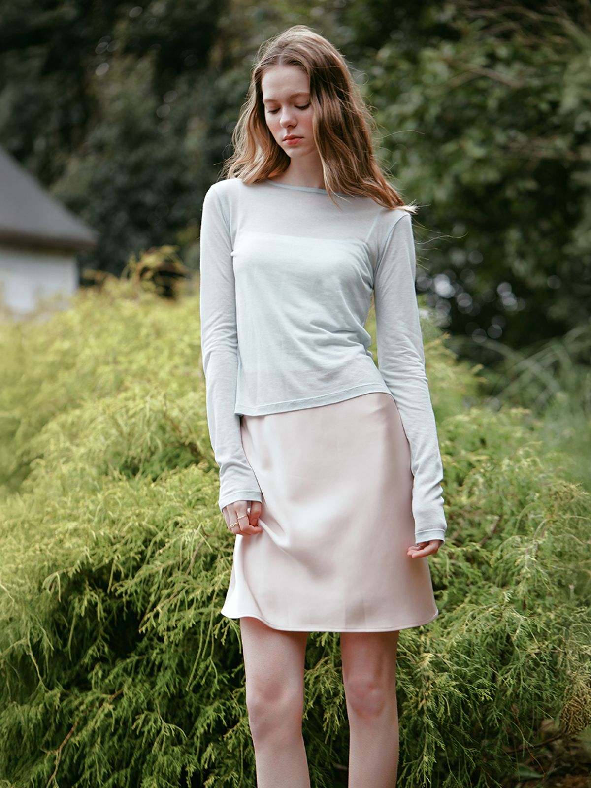 르니나(LENINA) DIANA satin midi skirt_PINK