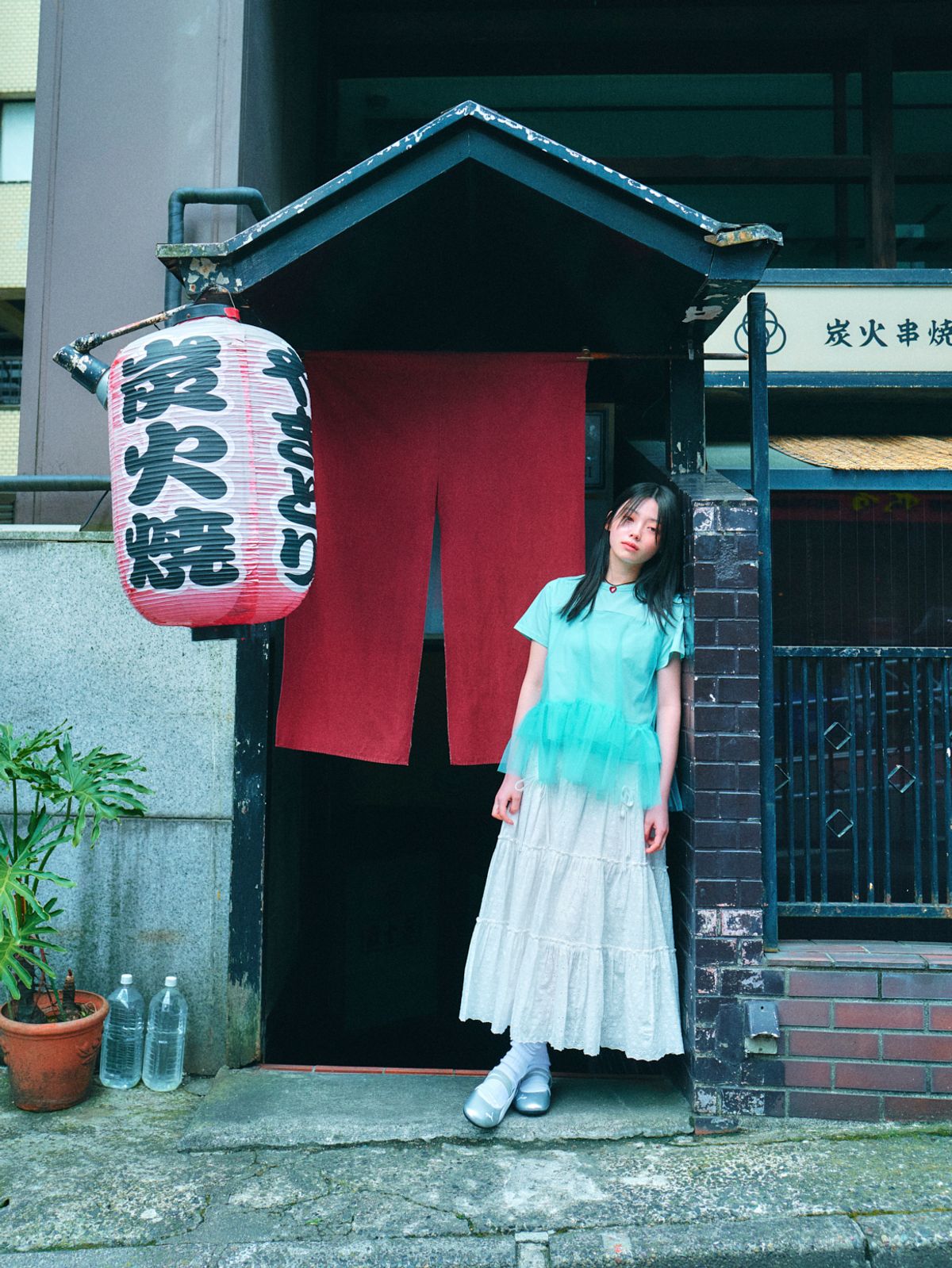 로액슈얼(LO AXUAL) MESH LAYERD FRILL T-SHIRTS_MINT