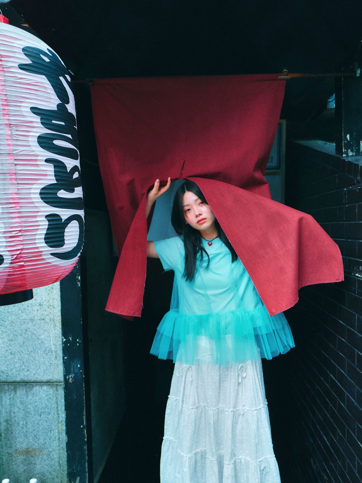 로액슈얼(LO AXUAL) MESH LAYERD FRILL T-SHIRTS_MINT