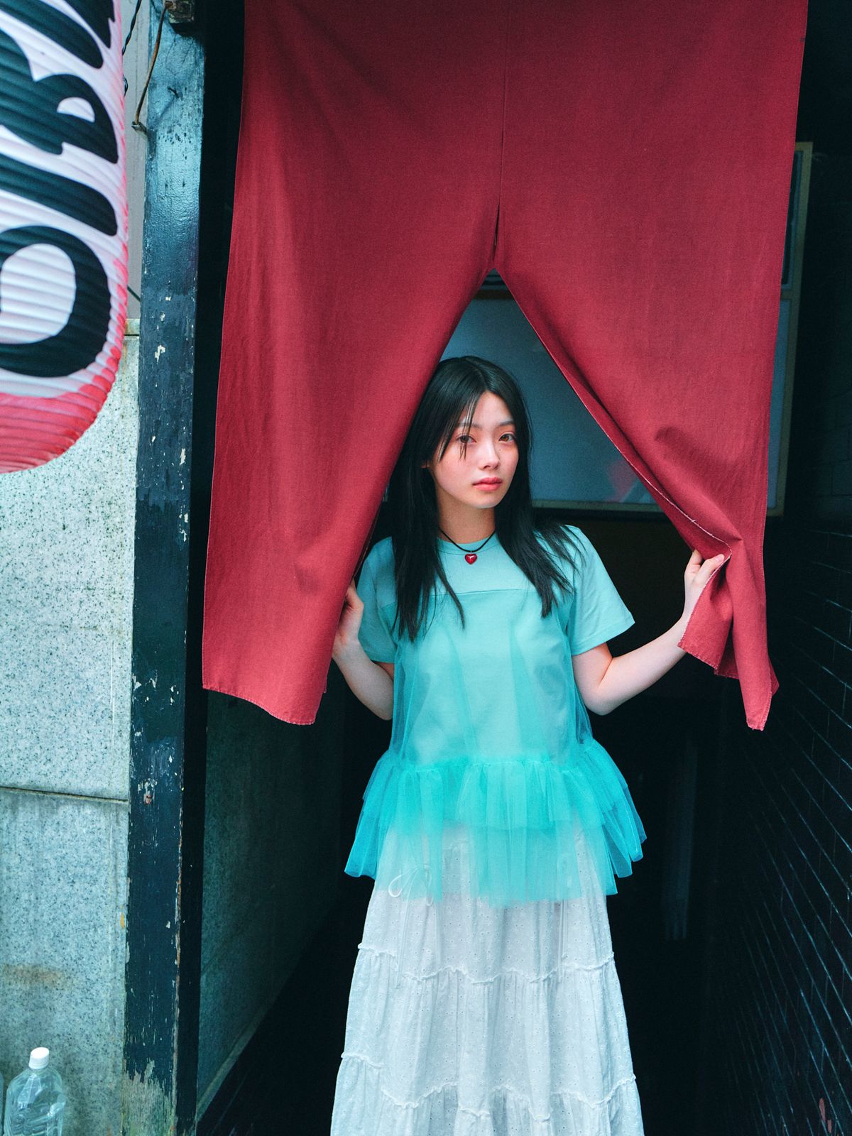 로액슈얼(LO AXUAL) MESH LAYERD FRILL T-SHIRTS_MINT