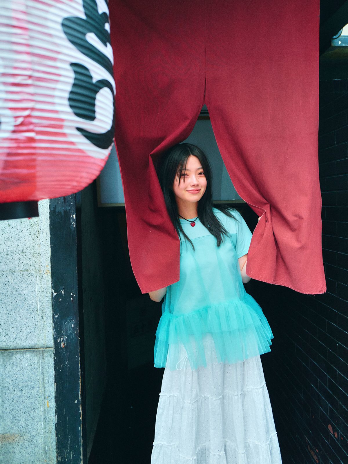 로액슈얼(LO AXUAL) MESH LAYERD FRILL T-SHIRTS_MINT