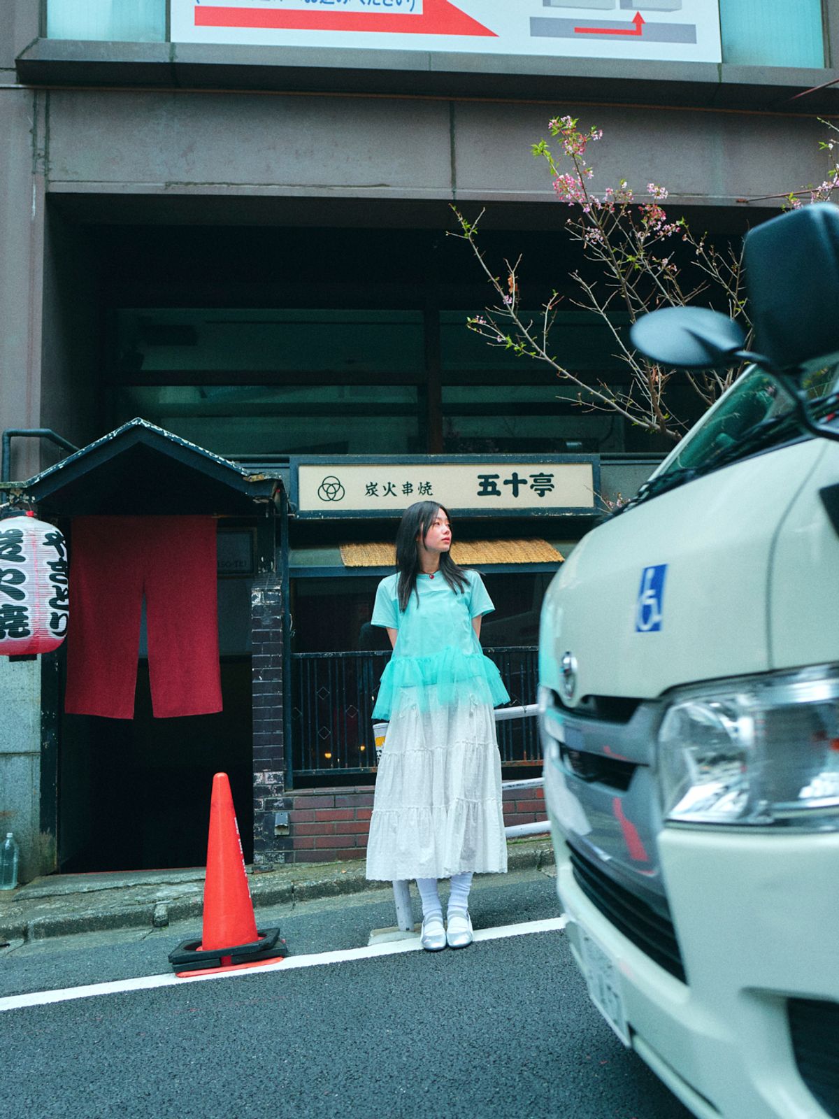 로액슈얼(LO AXUAL) MESH LAYERD FRILL T-SHIRTS_MINT