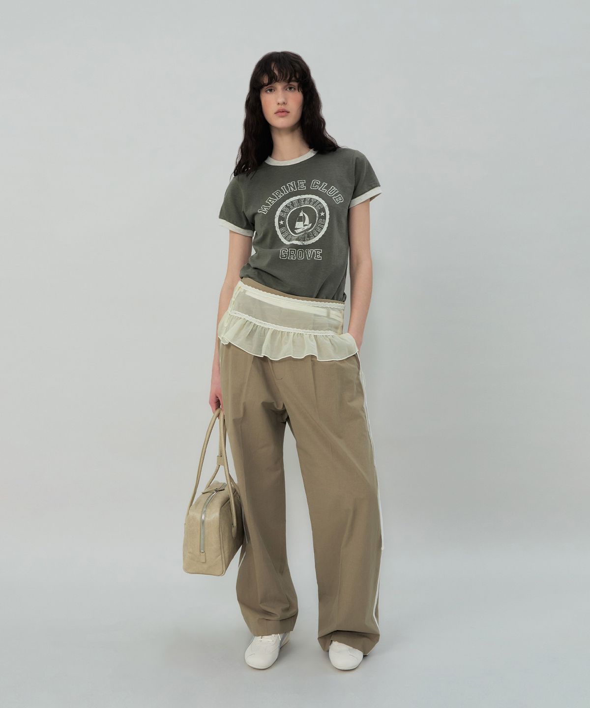 그로브(GROVE) GROVE MARINE RINGER T-SHIRT (KHAKI)
