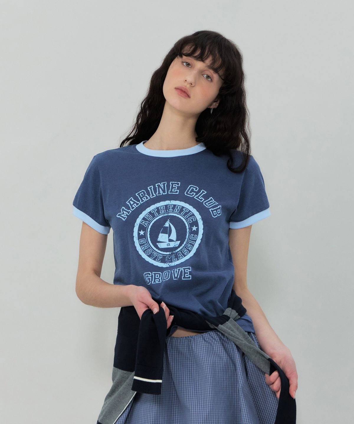 그로브(GROVE) GROVE MARINE RINGER T-SHIRT (BLUE)