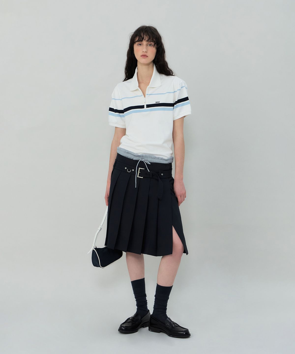 그로브(GROVE) YORK PLEATS SKIRT (NAVY)