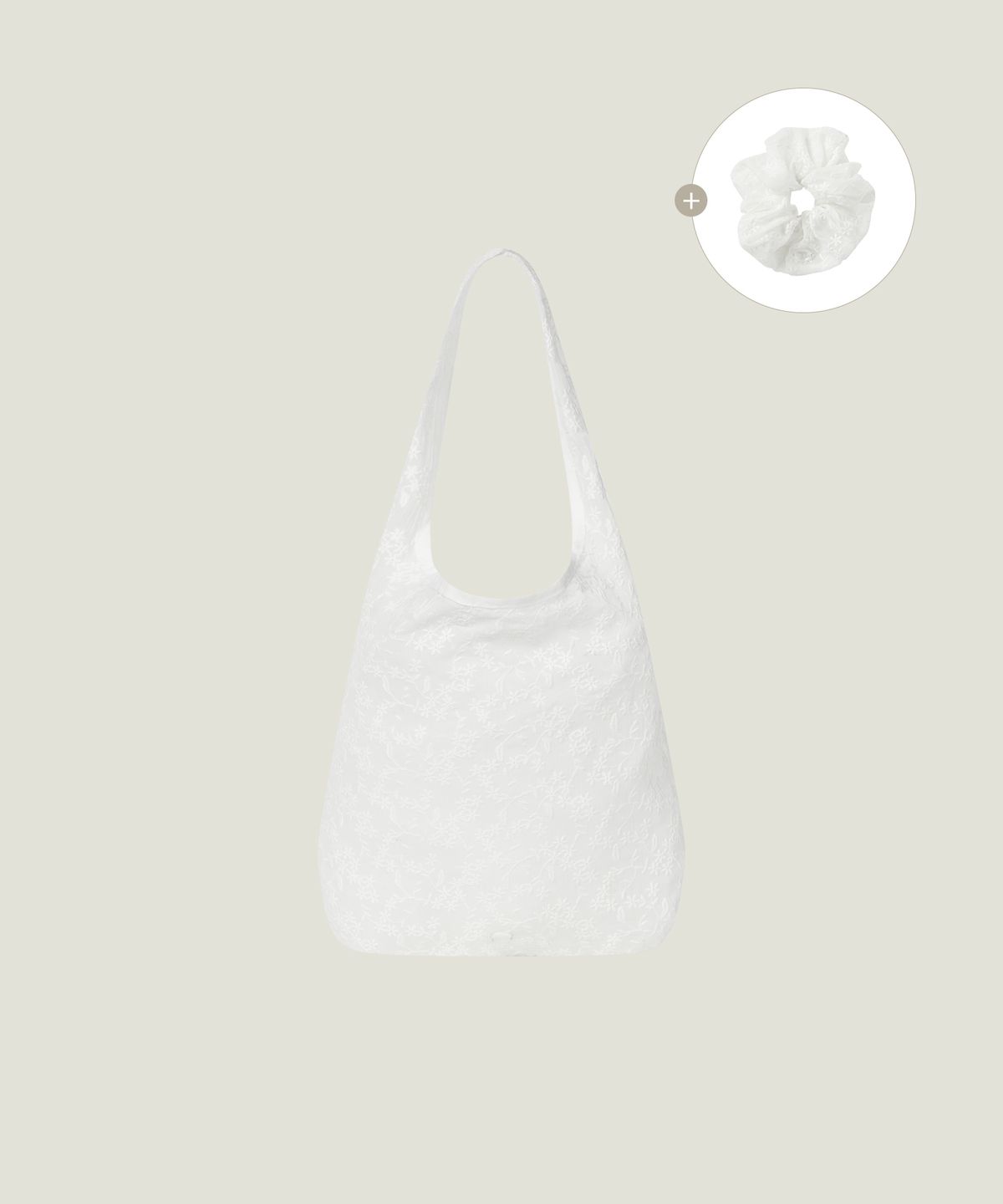무쿠앤에보니(MUCU AND EBONY) Veil Lace Bag & Scrunch SET _ White