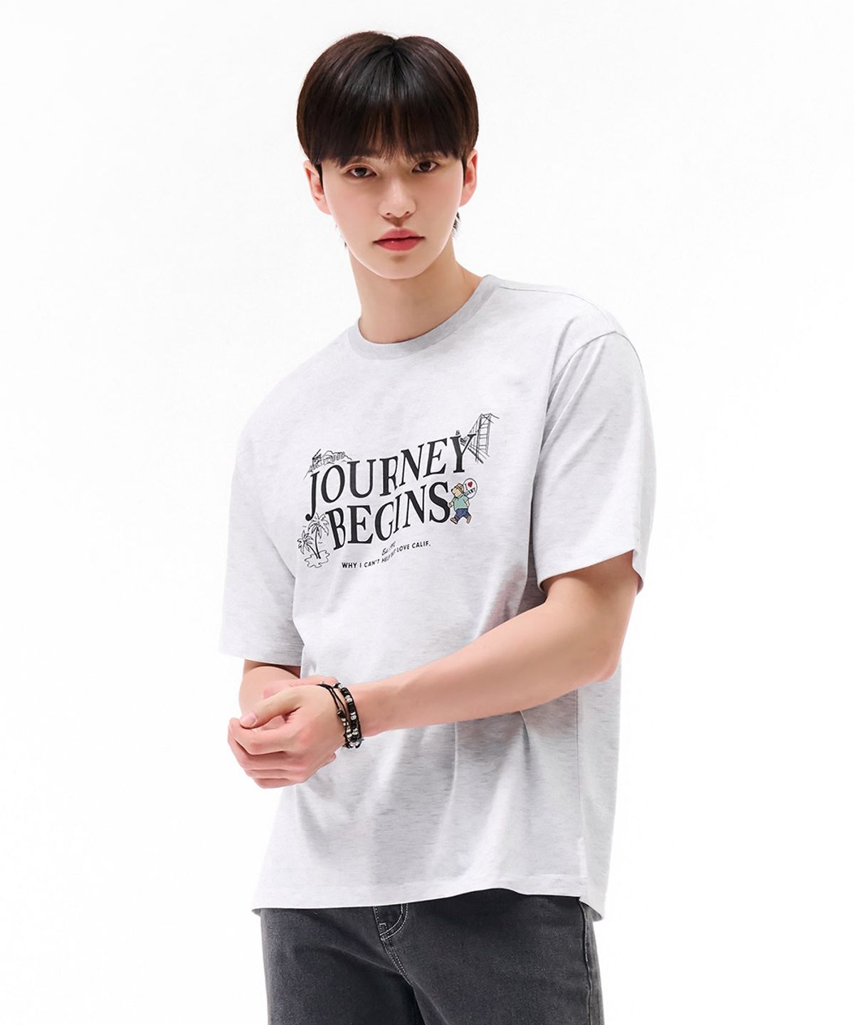 체이스컬트(CHASECULT) 공용 레터링 그래픽 반팔 티셔츠-그레이