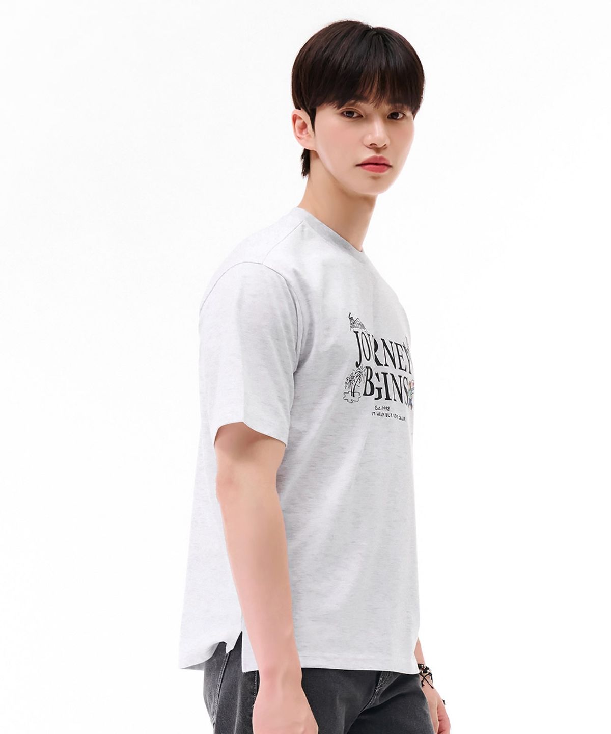 체이스컬트(CHASECULT) 공용 레터링 그래픽 반팔 티셔츠-그레이