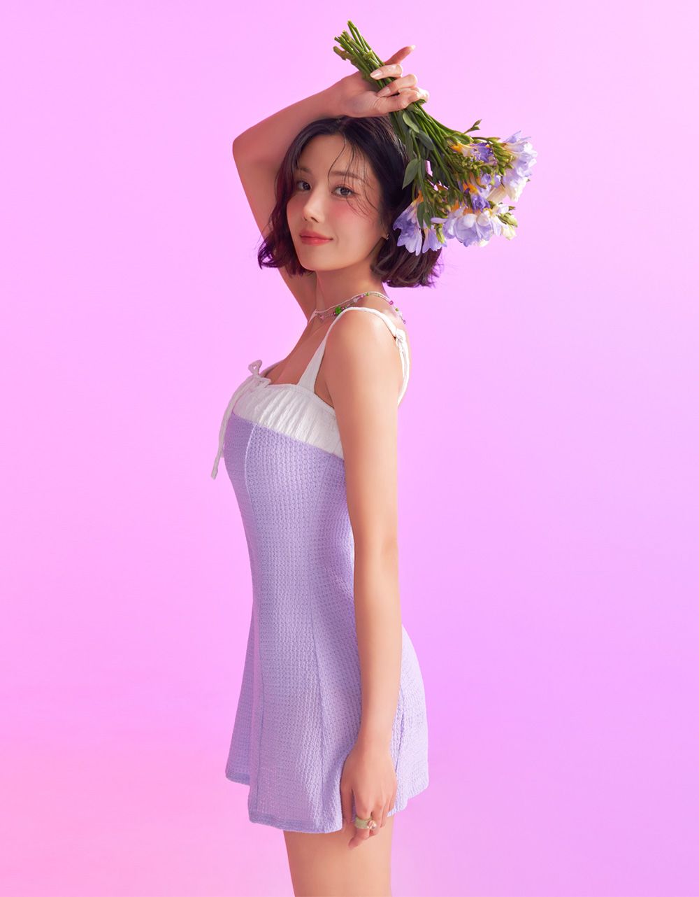 [CORALIQUE] Ribbon Shirring Monokini ★人気★ MUSINSA公式 | CORALIQUE Ribbon shirring monokini purple