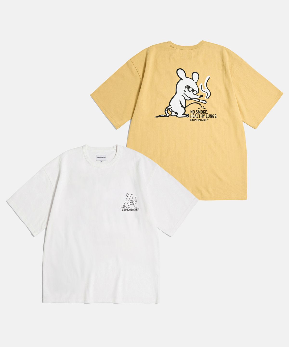 에스피오나지(ESPIONAGE) Smoking Rat(Peeing) Heavyweight Tee Off White