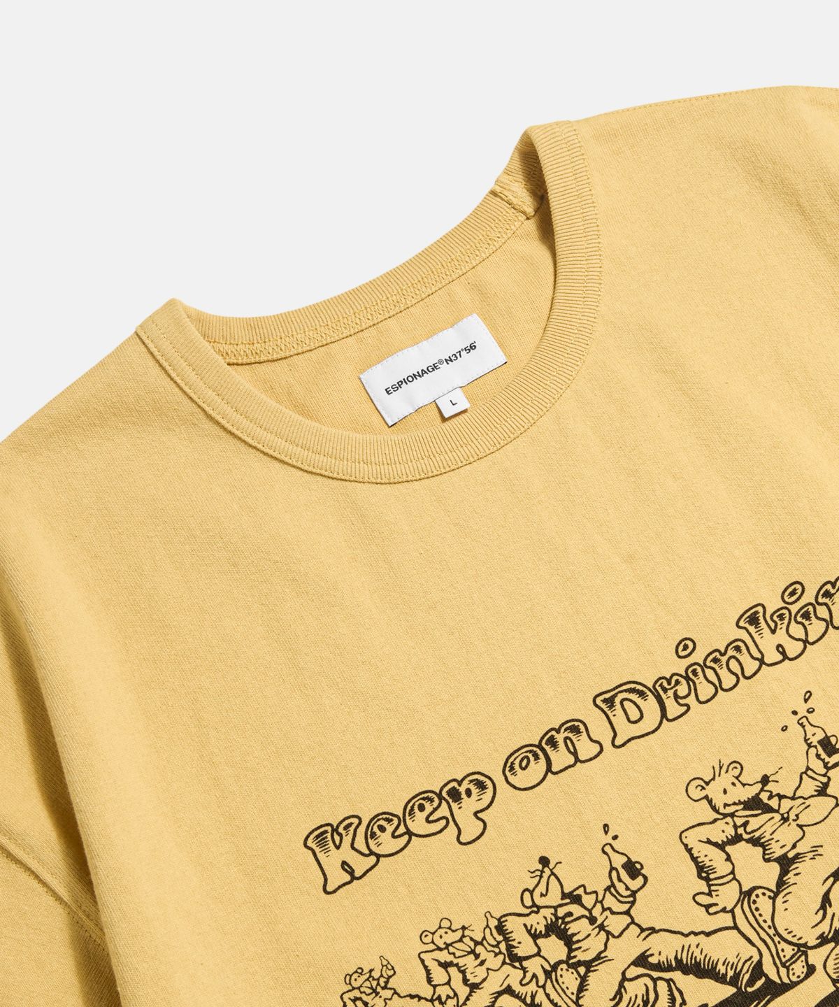 에스피오나지(ESPIONAGE) Keep on Drinkin Heavyweight Tee Vintage Yellow