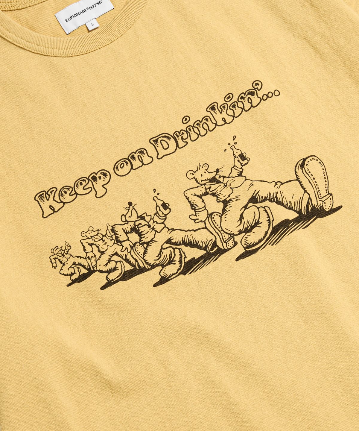 에스피오나지(ESPIONAGE) Keep on Drinkin Heavyweight Tee Vintage Yellow