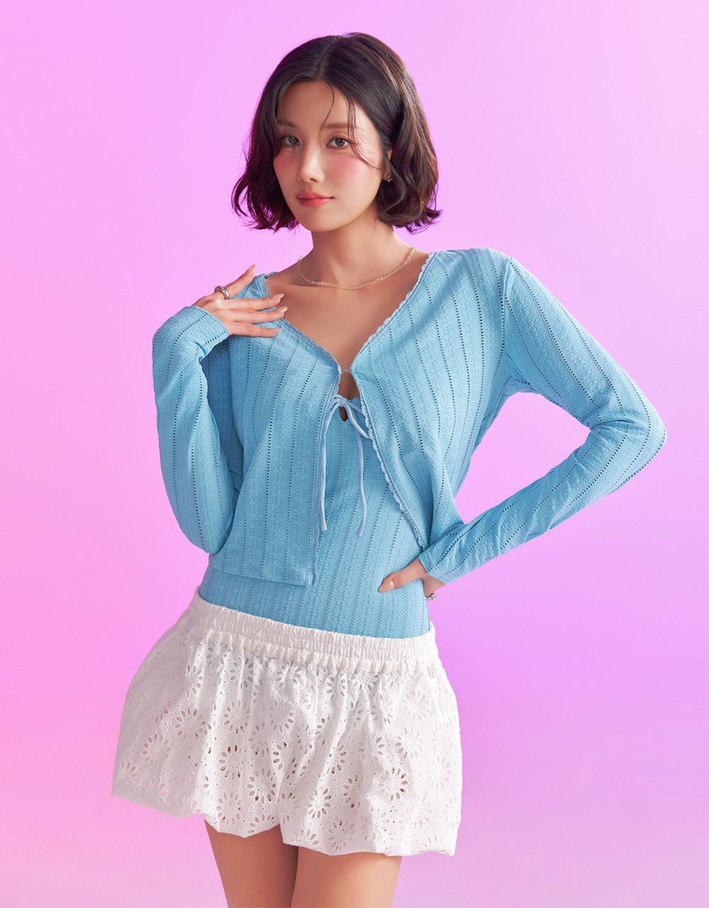 ★CORALIQUE★Lovely Balloon Skirt★White_Navy★韓国★大人気 ☆CORALIQUE☆Lovely Balloon Skirt☆White_Navy☆韓国☆大人気