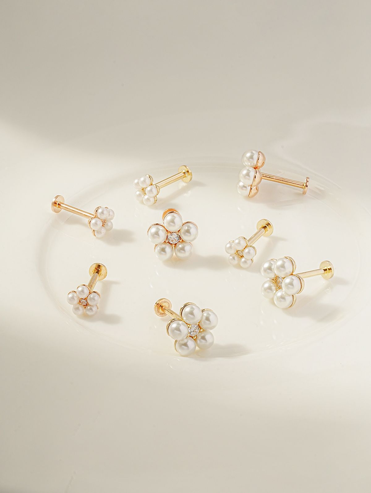 미니멀피어싱(MINIMALPIERCING) 14K 인터널 러블리 진주 플라워 라블렛 피어싱