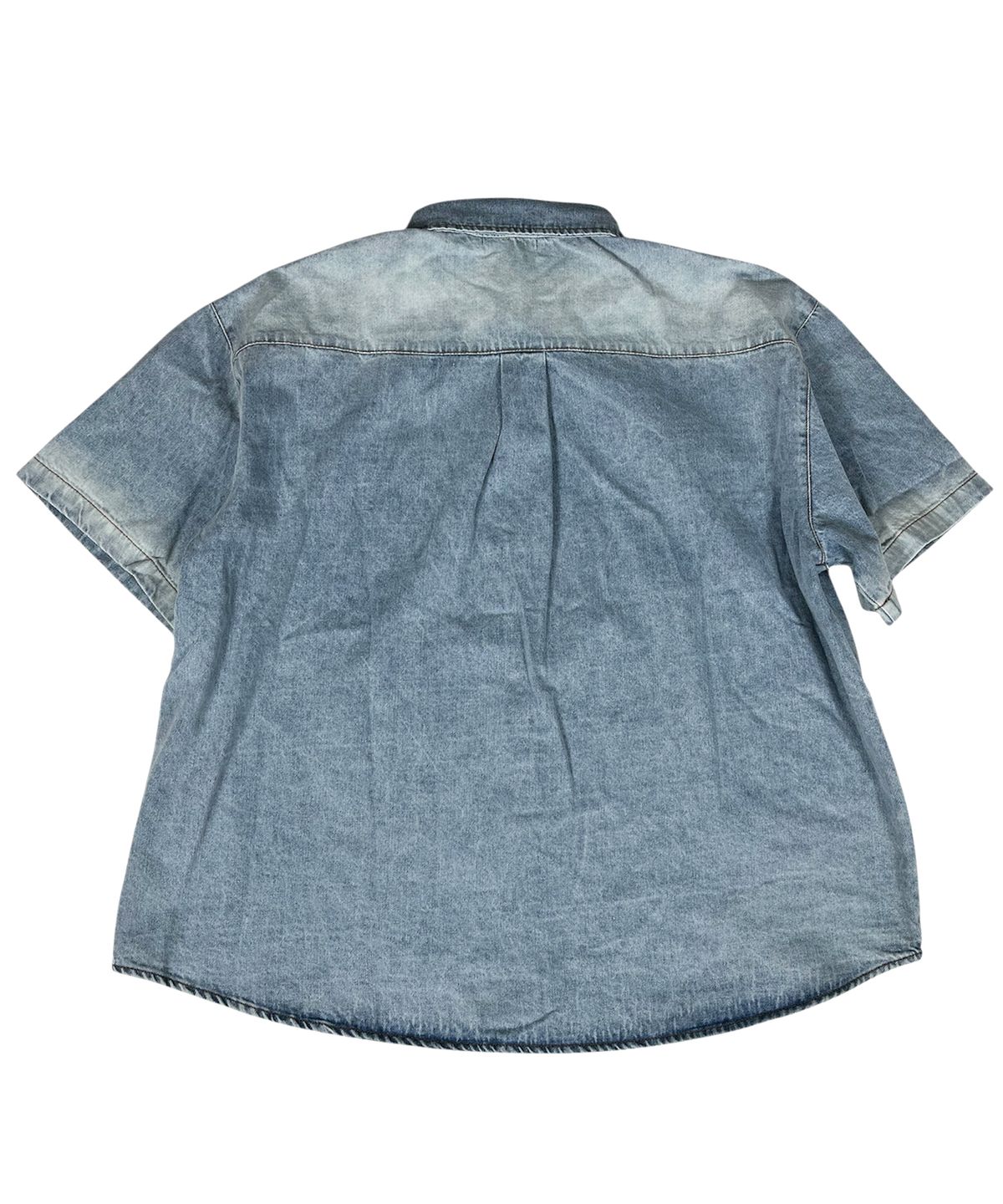 스케이터락(SK8ER ROCK) Denim Oversize Half Sleeve Shirt ((light blue))