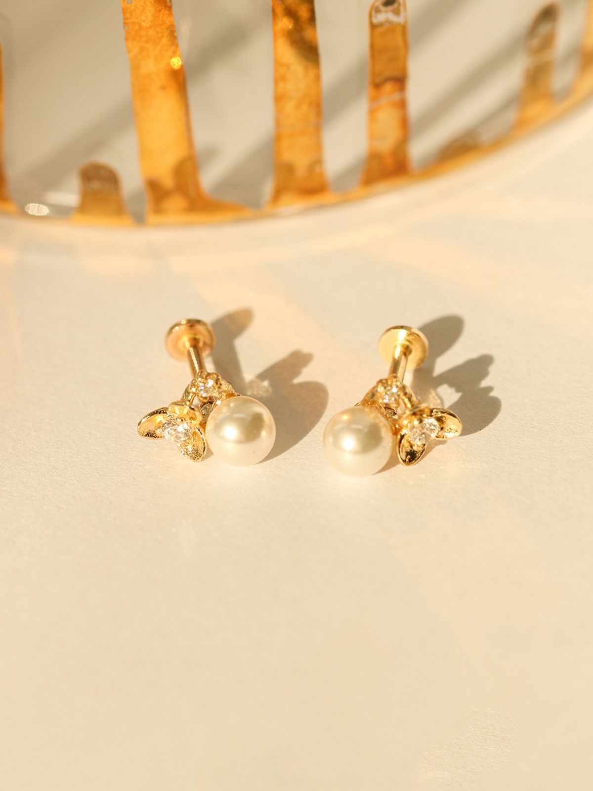 미니멀피어싱(MINIMALPIERCING) 14K 인터널 플라워 진주 라블렛 피어싱