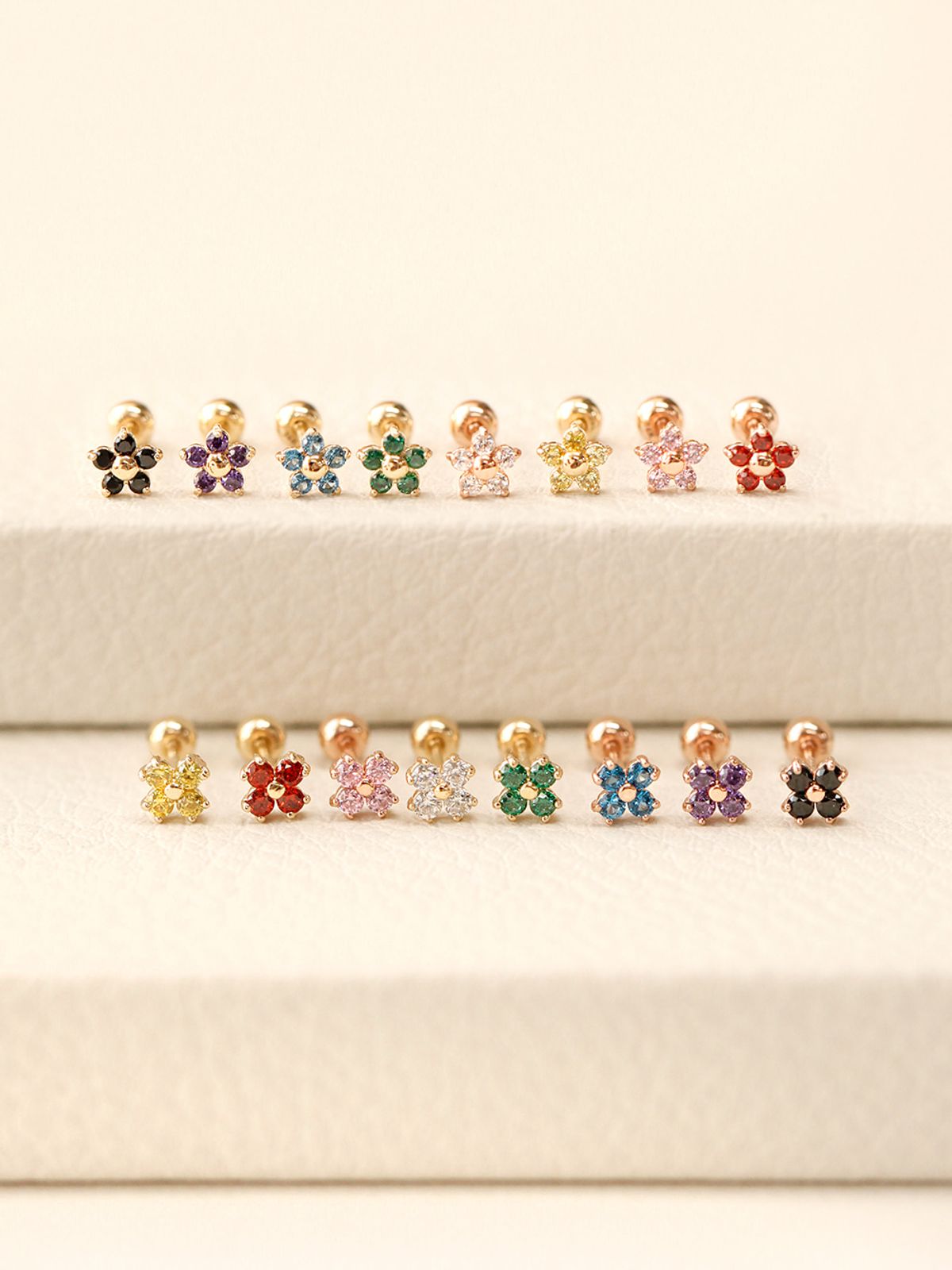미니멀피어싱(MINIMALPIERCING) 14K 인터널 미니미 포인트 큐빅 플라워 라블렛 피어싱