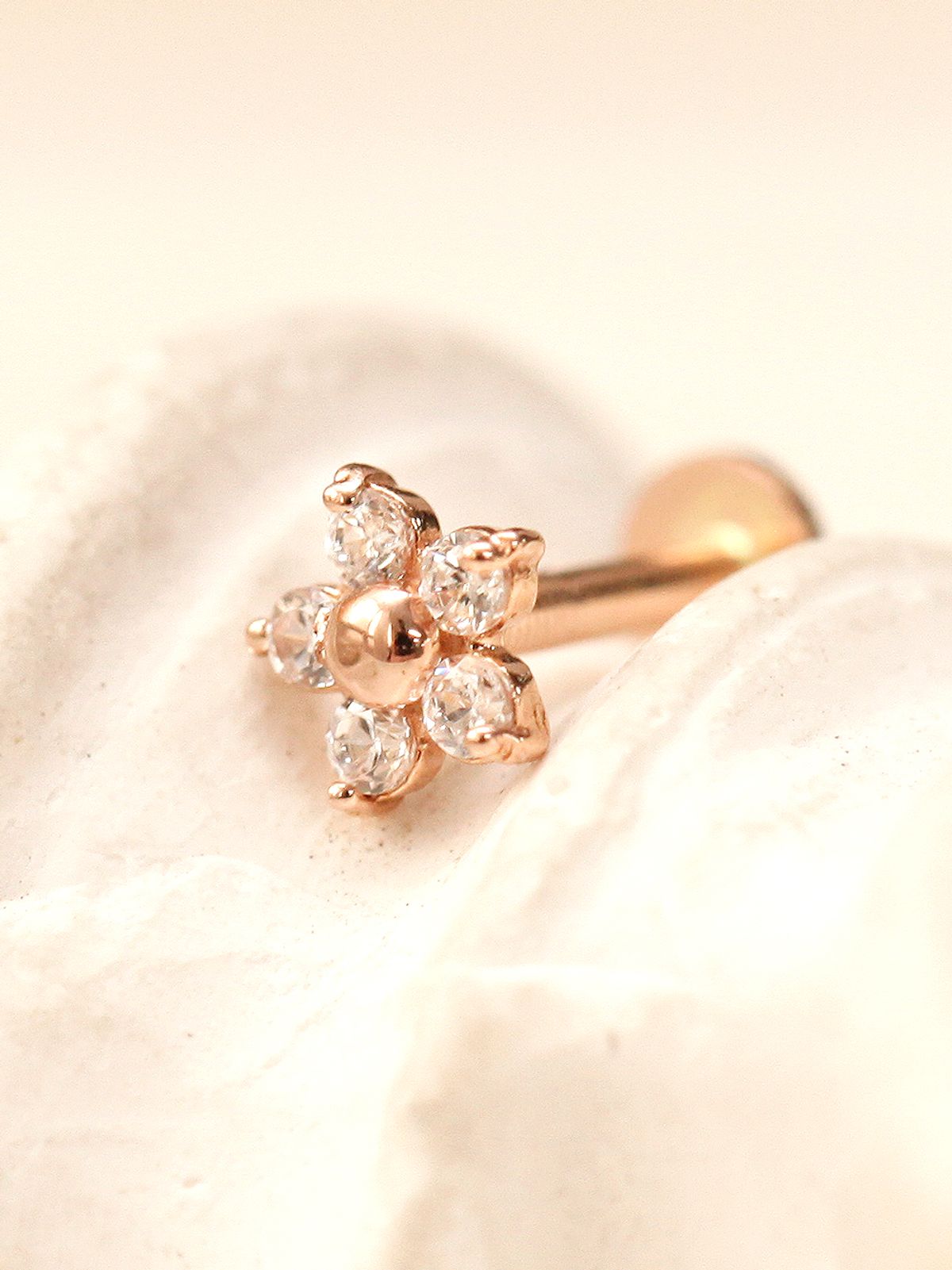 미니멀피어싱(MINIMALPIERCING) 14K 인터널 미니미 포인트 큐빅 플라워 라블렛 피어싱