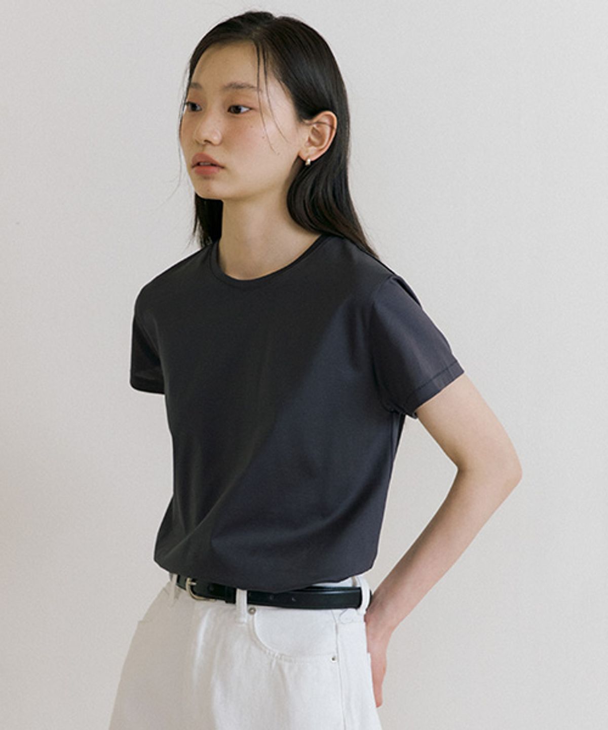 링서울(LINGSEOUL) essential silket t-shirts-charcoal