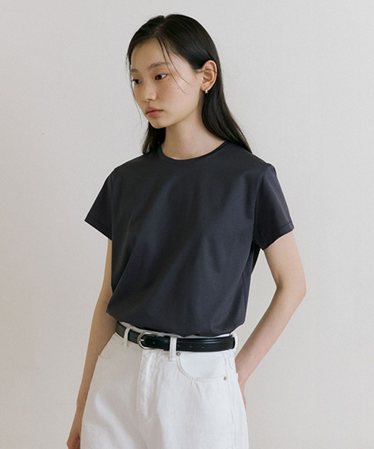 링서울(LINGSEOUL) essential silket t-shirts-charcoal