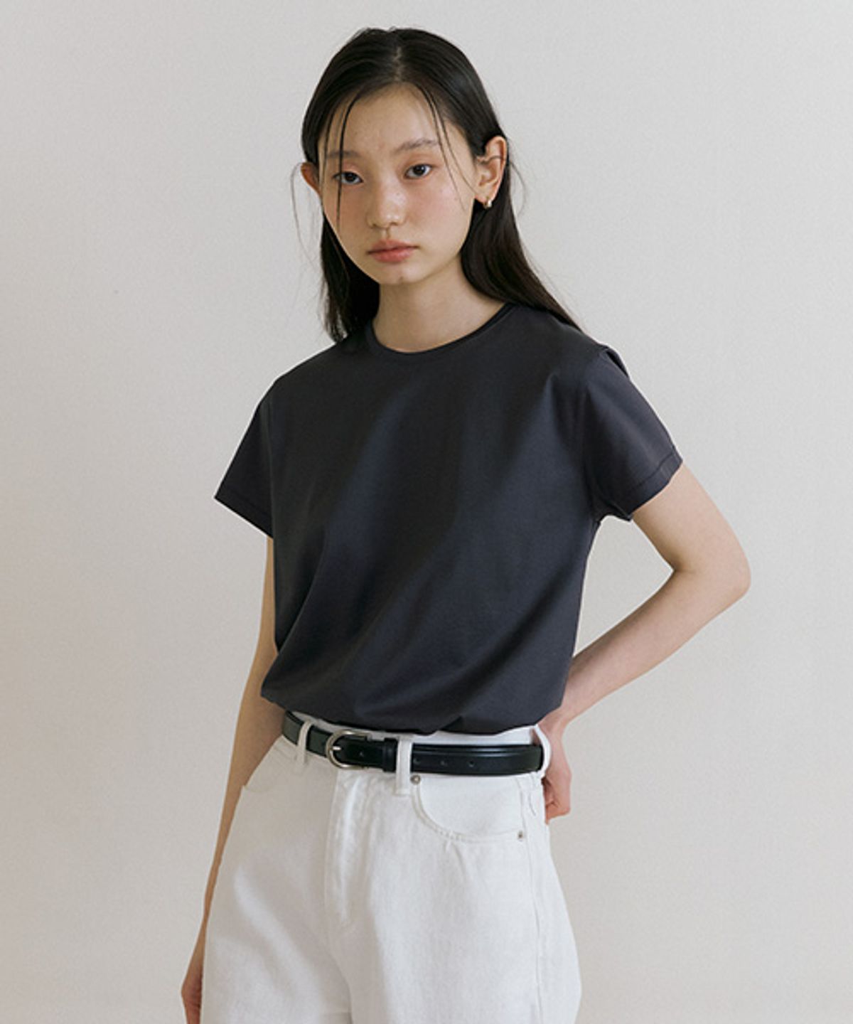 링서울(LINGSEOUL) essential silket t-shirts-charcoal